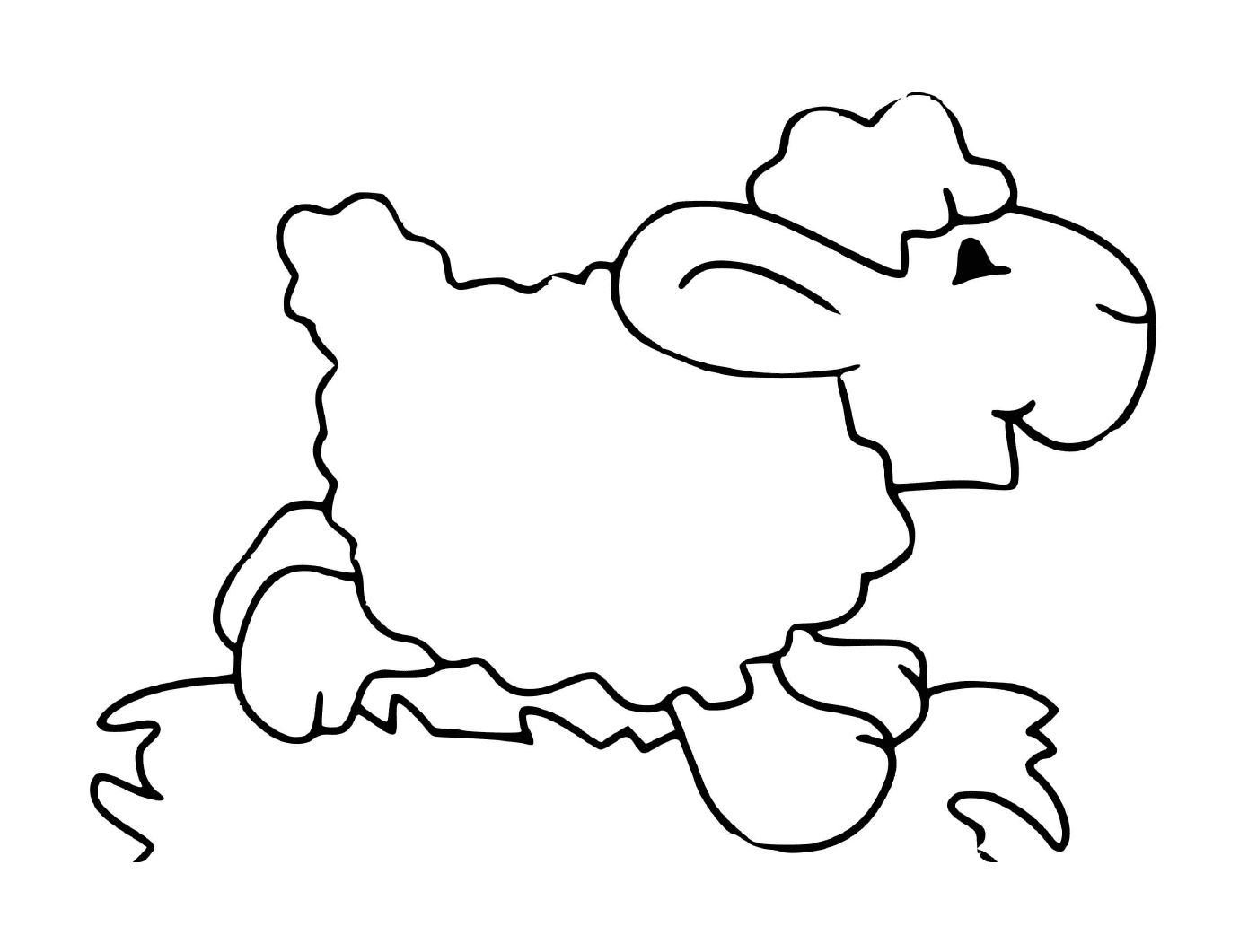   Mouton avec cornes dans prairie 