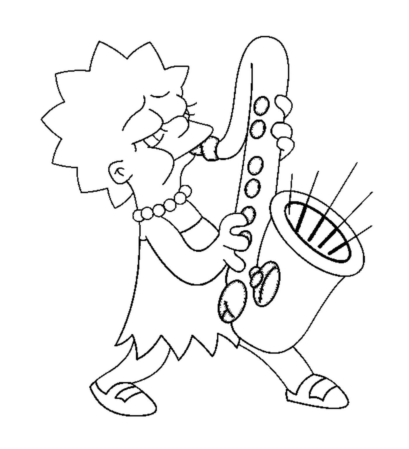   Lisa joue du saxophone harmonieux 
