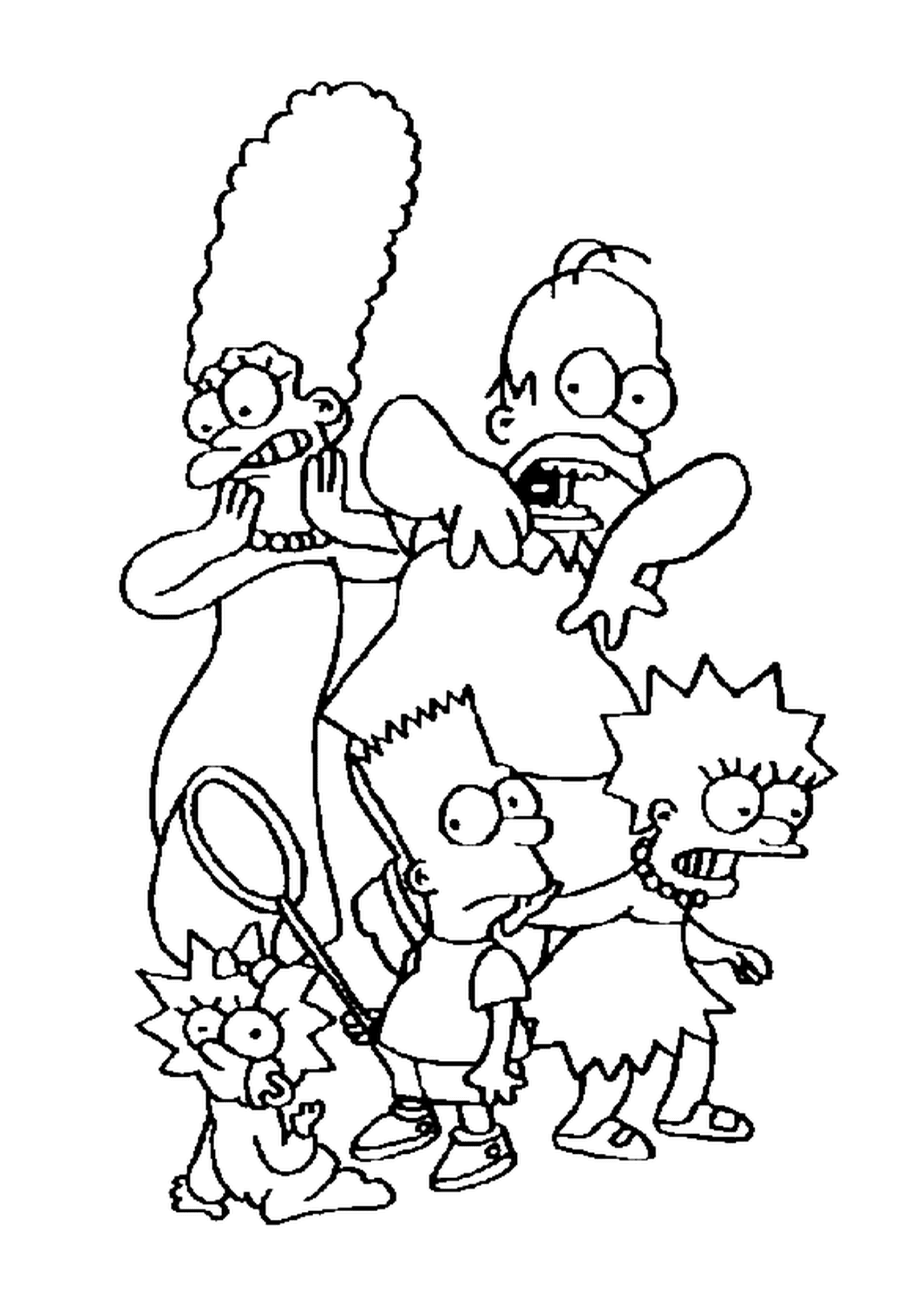   La famille Simpson effrayée, personnages de dessin animé 