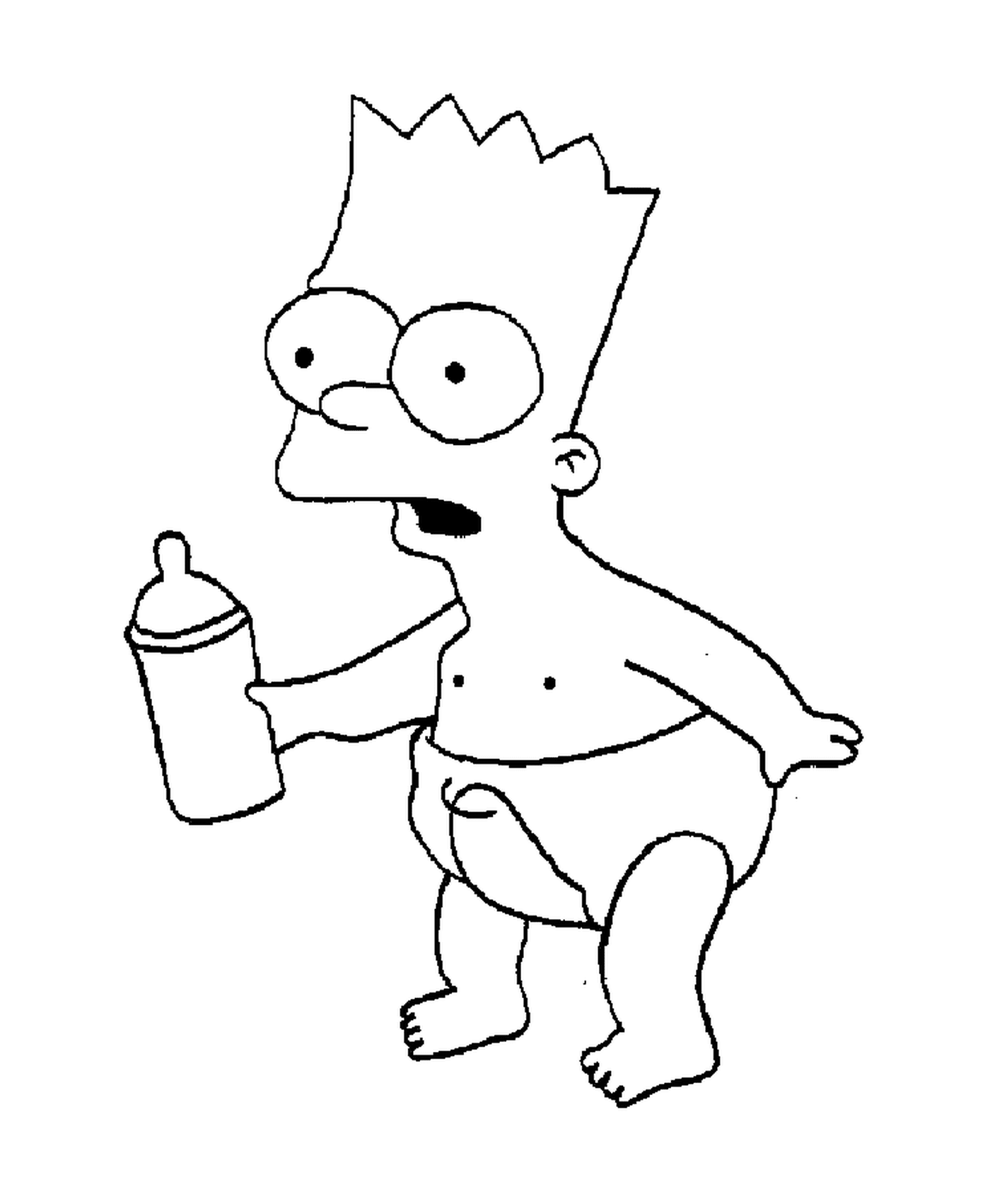   Bart en couche-culotte, personne tenant un biberon 