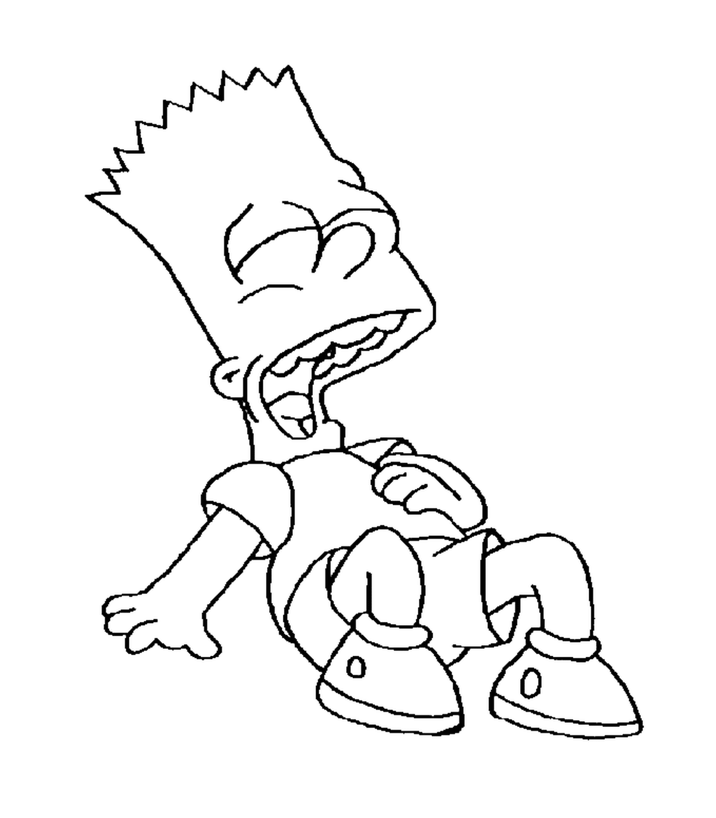   Bart rigole, personnage de dessin animé assis par terre 