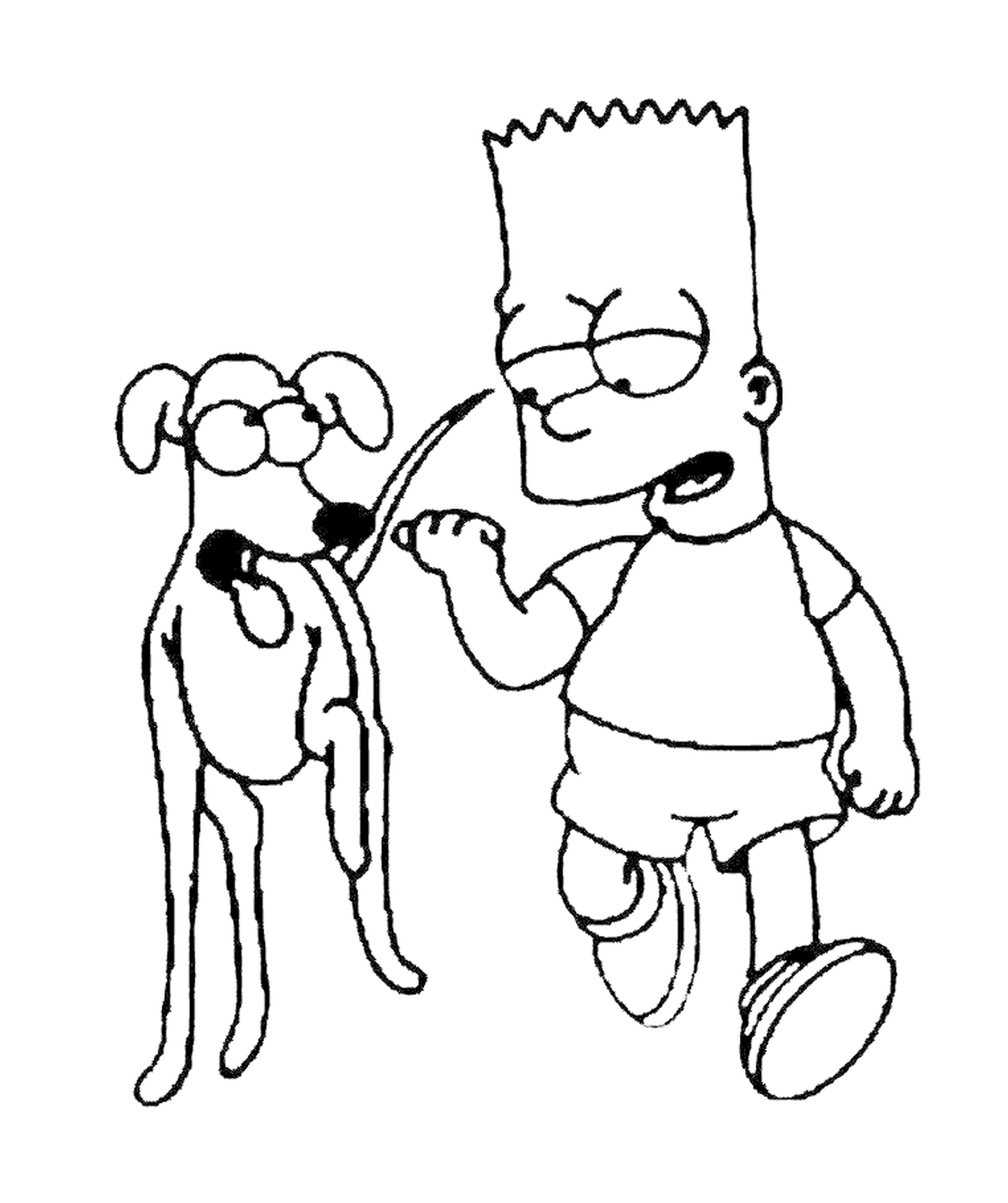   Bart et le chien Petit Papa Noël, personne qui brosse les dents d'un chien 
