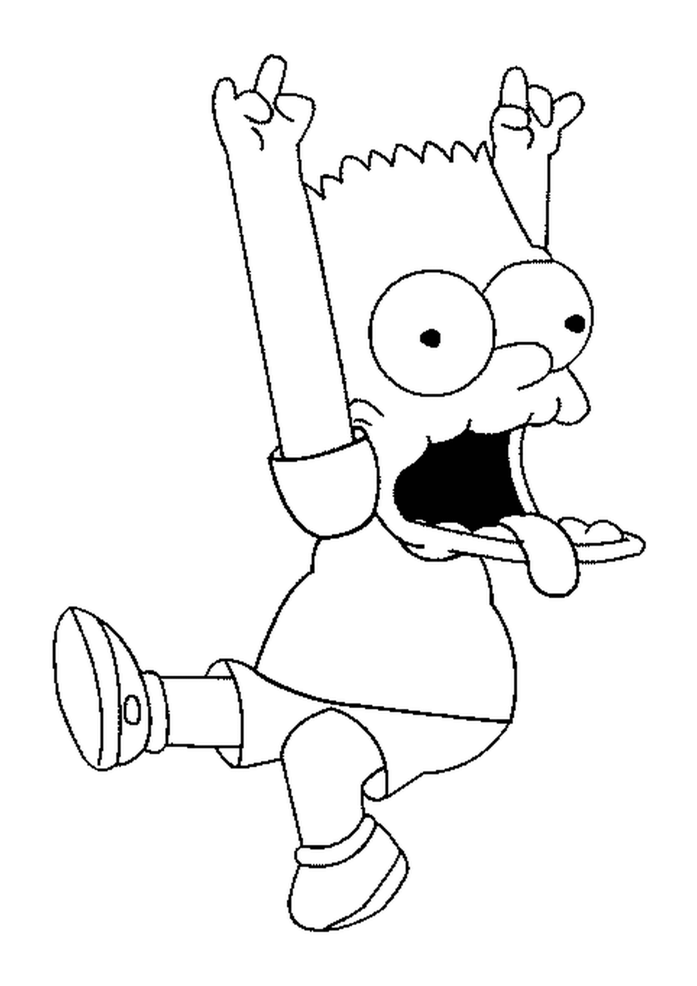   Bart fait une grimace les bras en l'air 