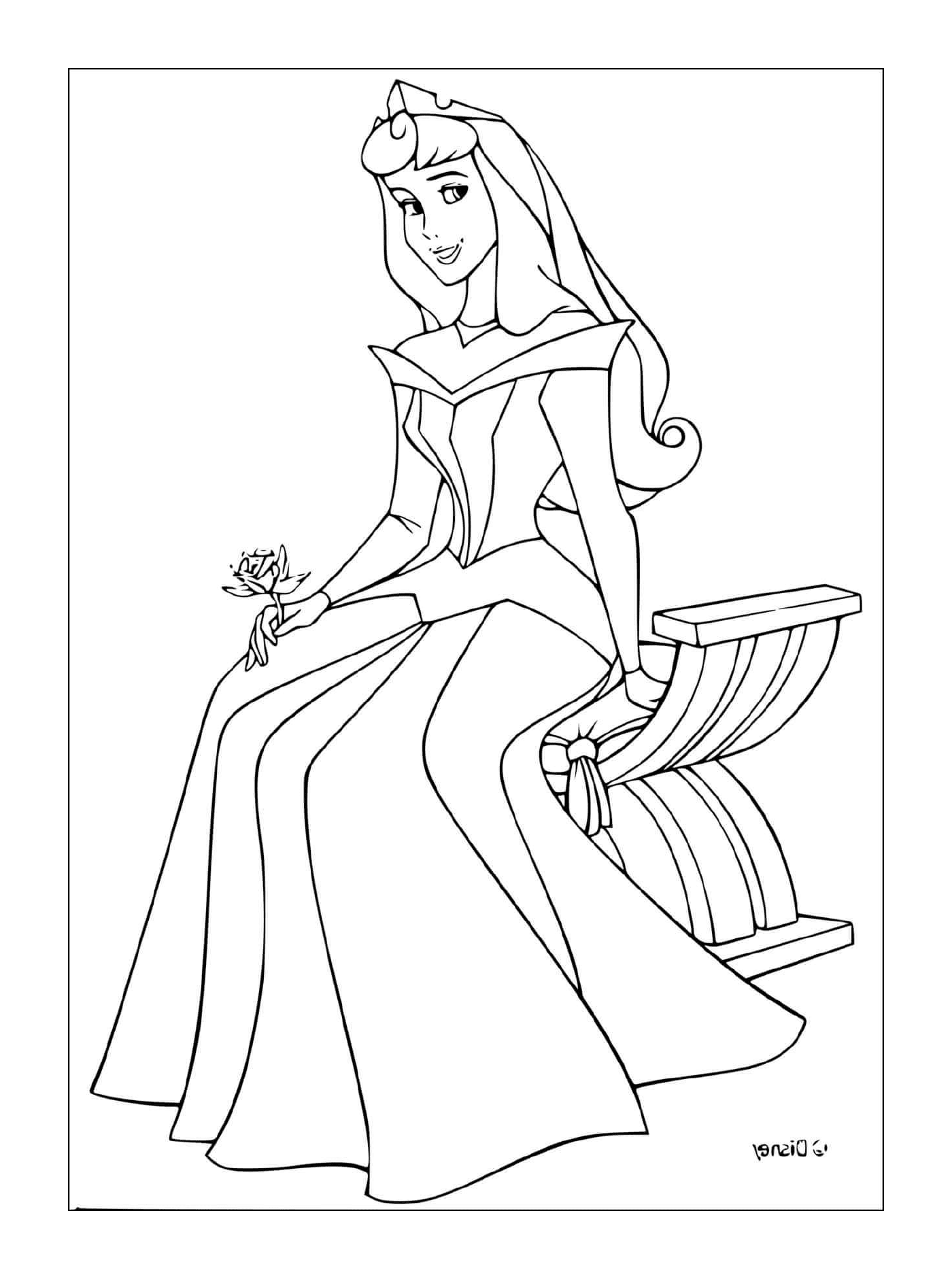   Princesse de La Belle au bois dormant assise avec une tasse de thé 
