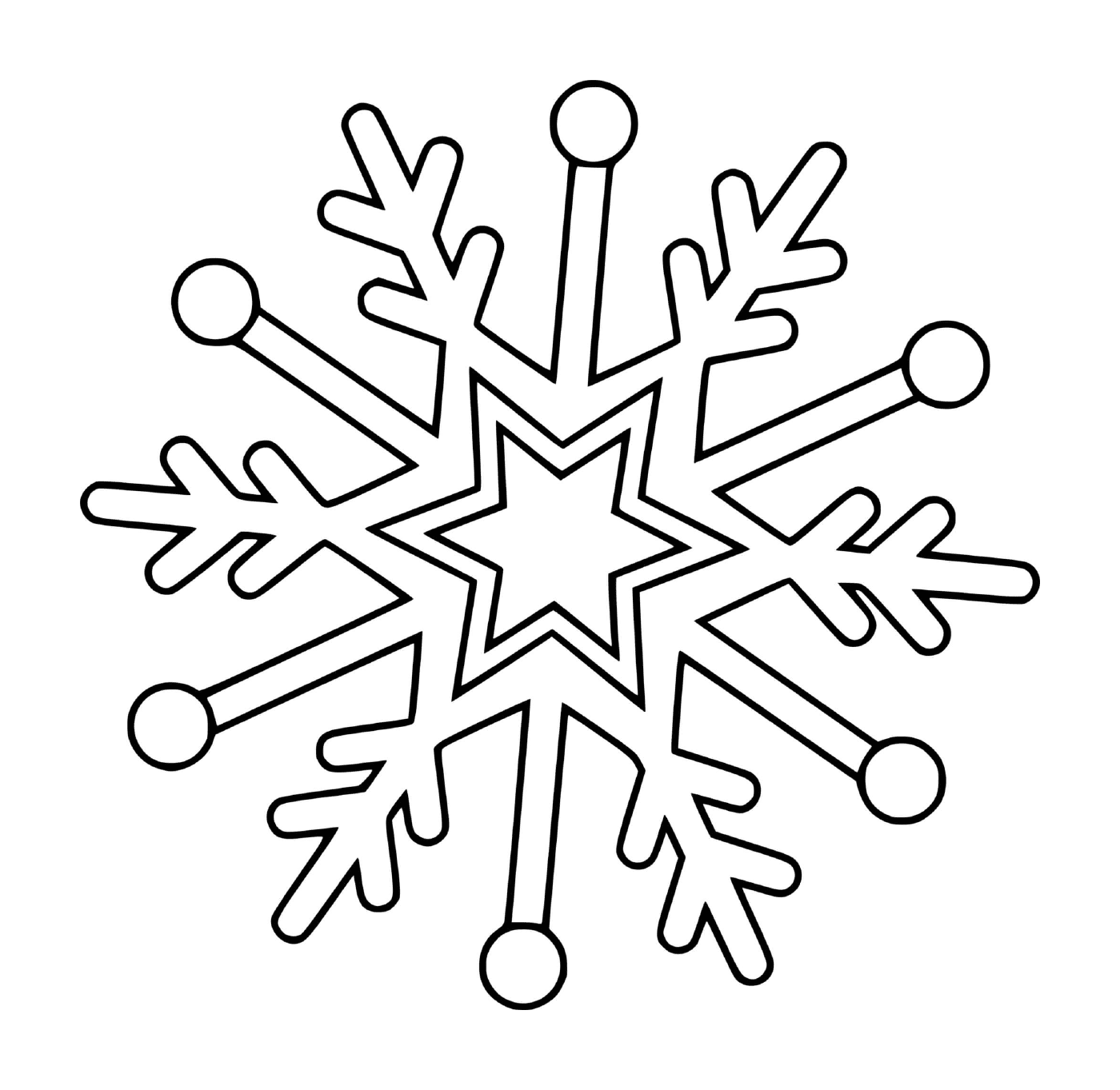   Un flocon de neige avec une étoile et un sapin 