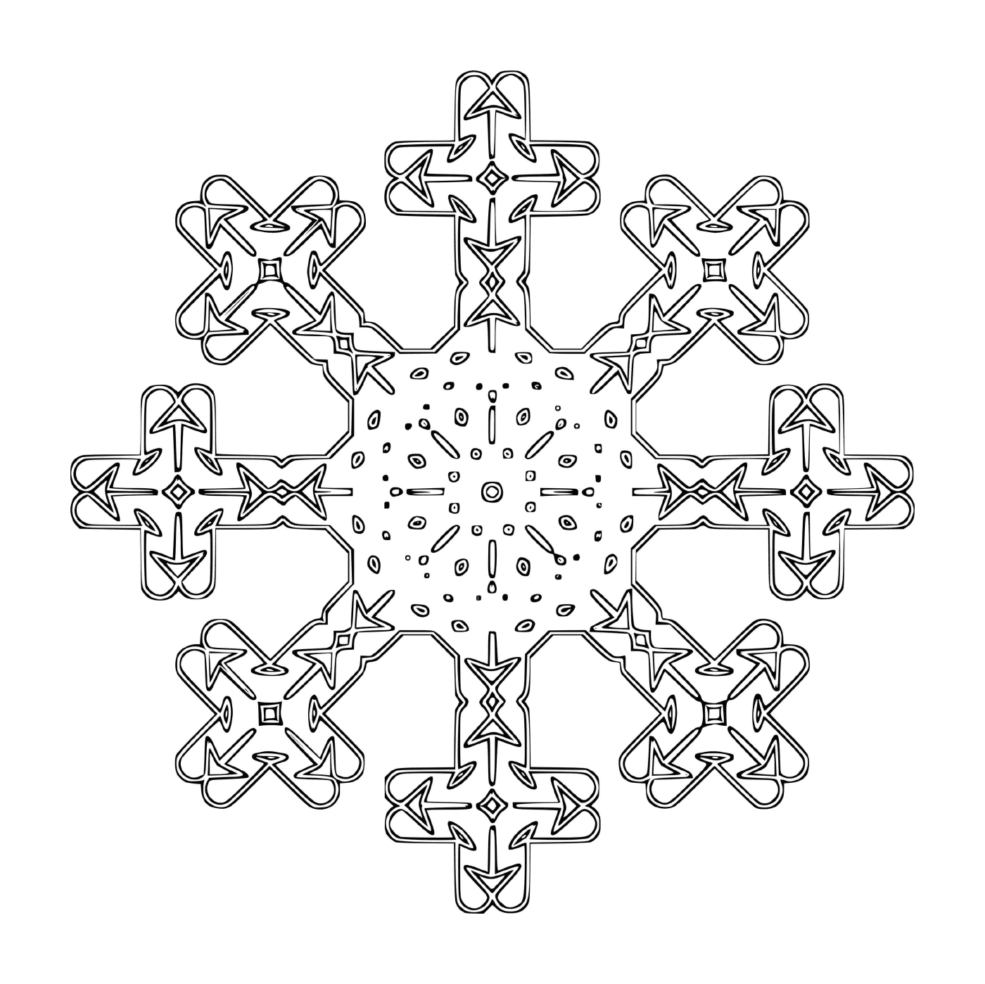   Un original flocon de neige en forme de croix 