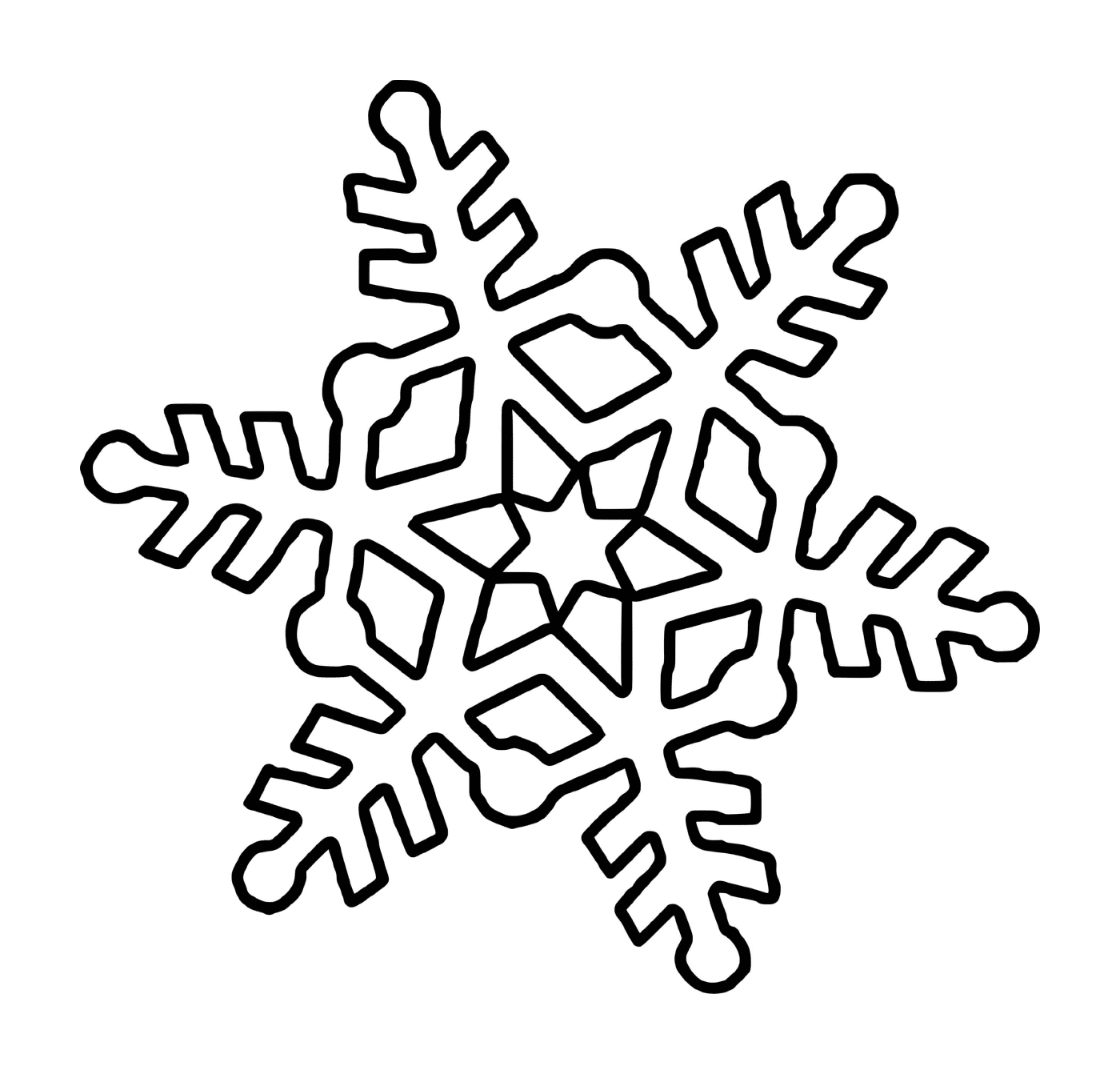   Un flocon de neige hexagonal avec une étoile 