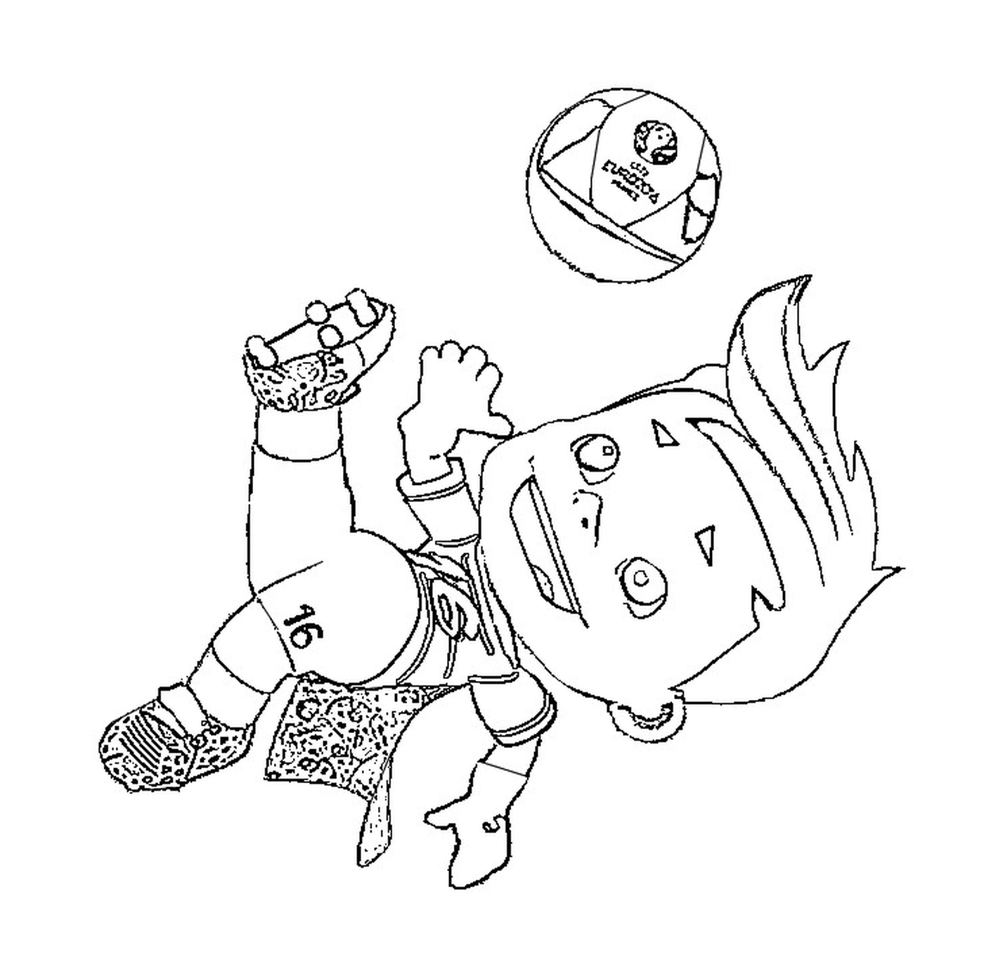   Un garçon joue avec un ballon 