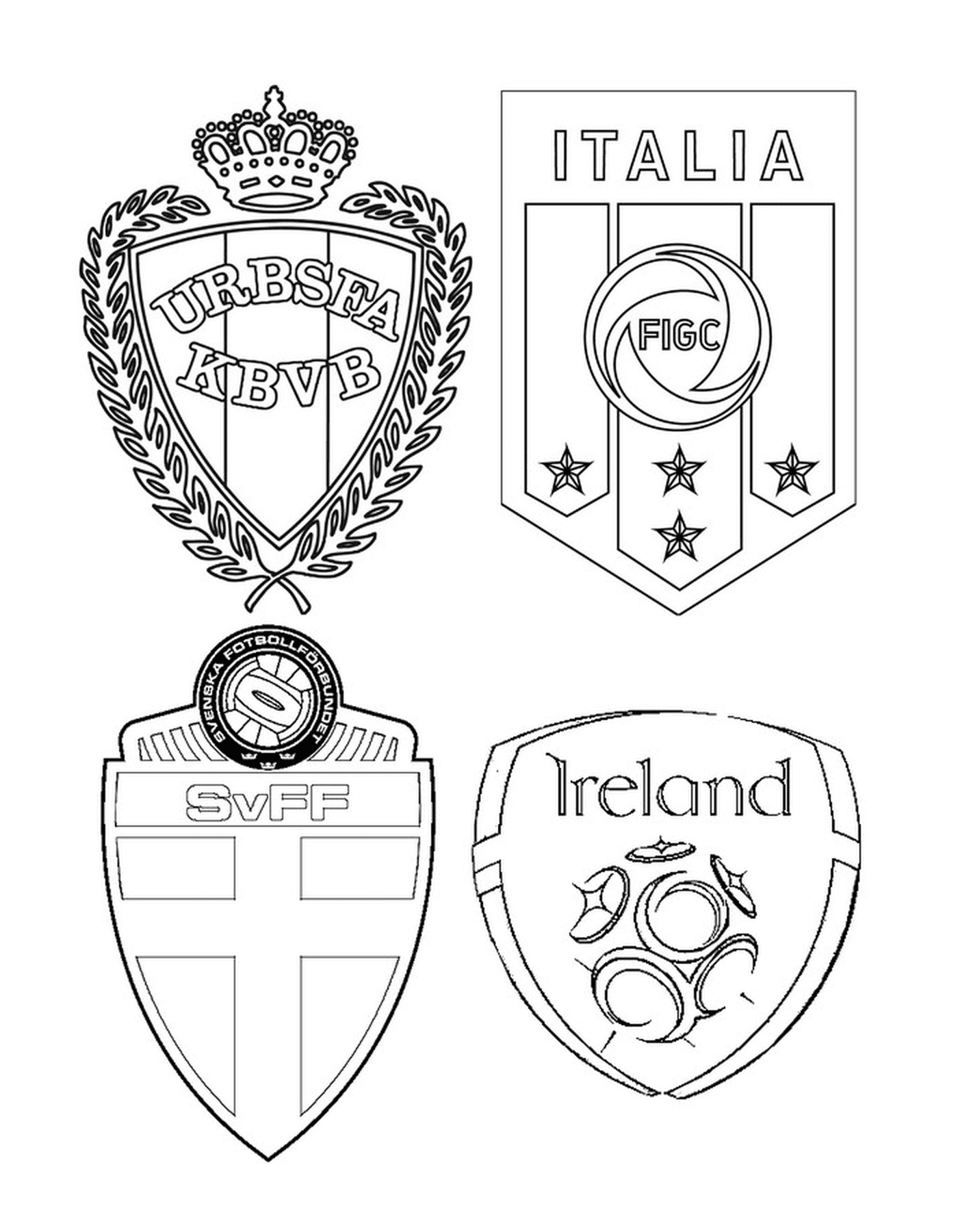   Quatre logos d'équipes de football avec des designs différents 