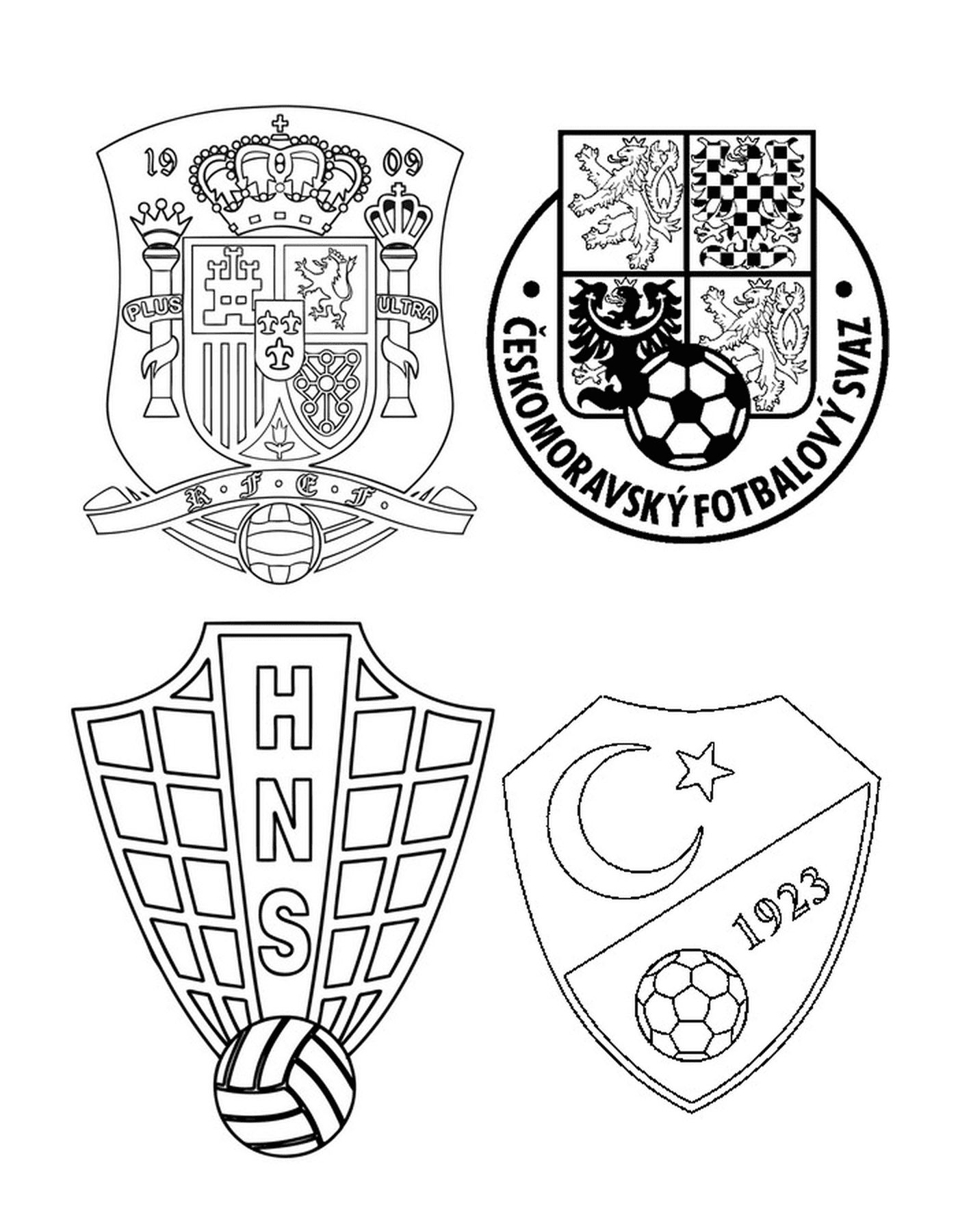   Quatre logos d'équipes de football différents 