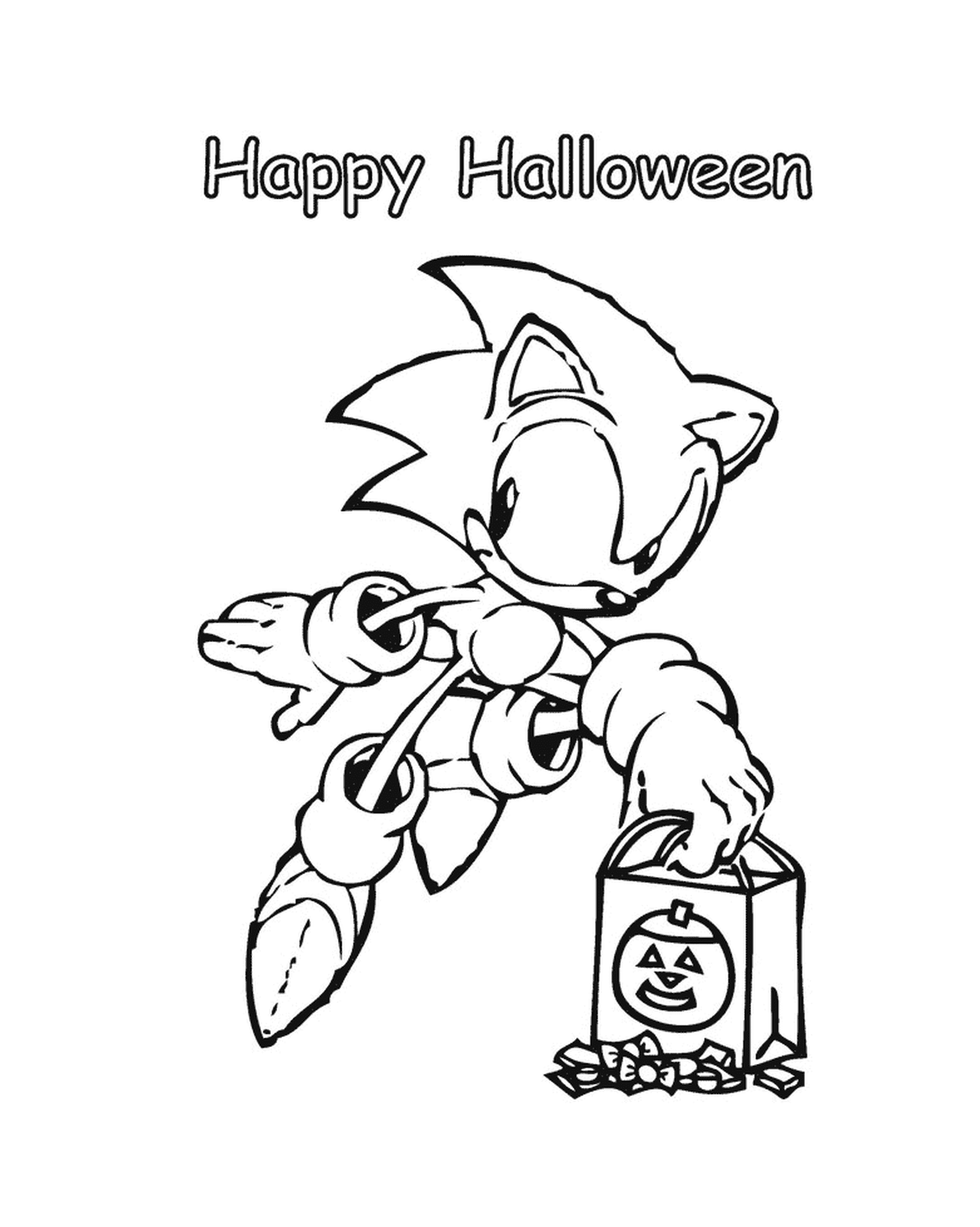   Sonic avec un sac pour Halloween 