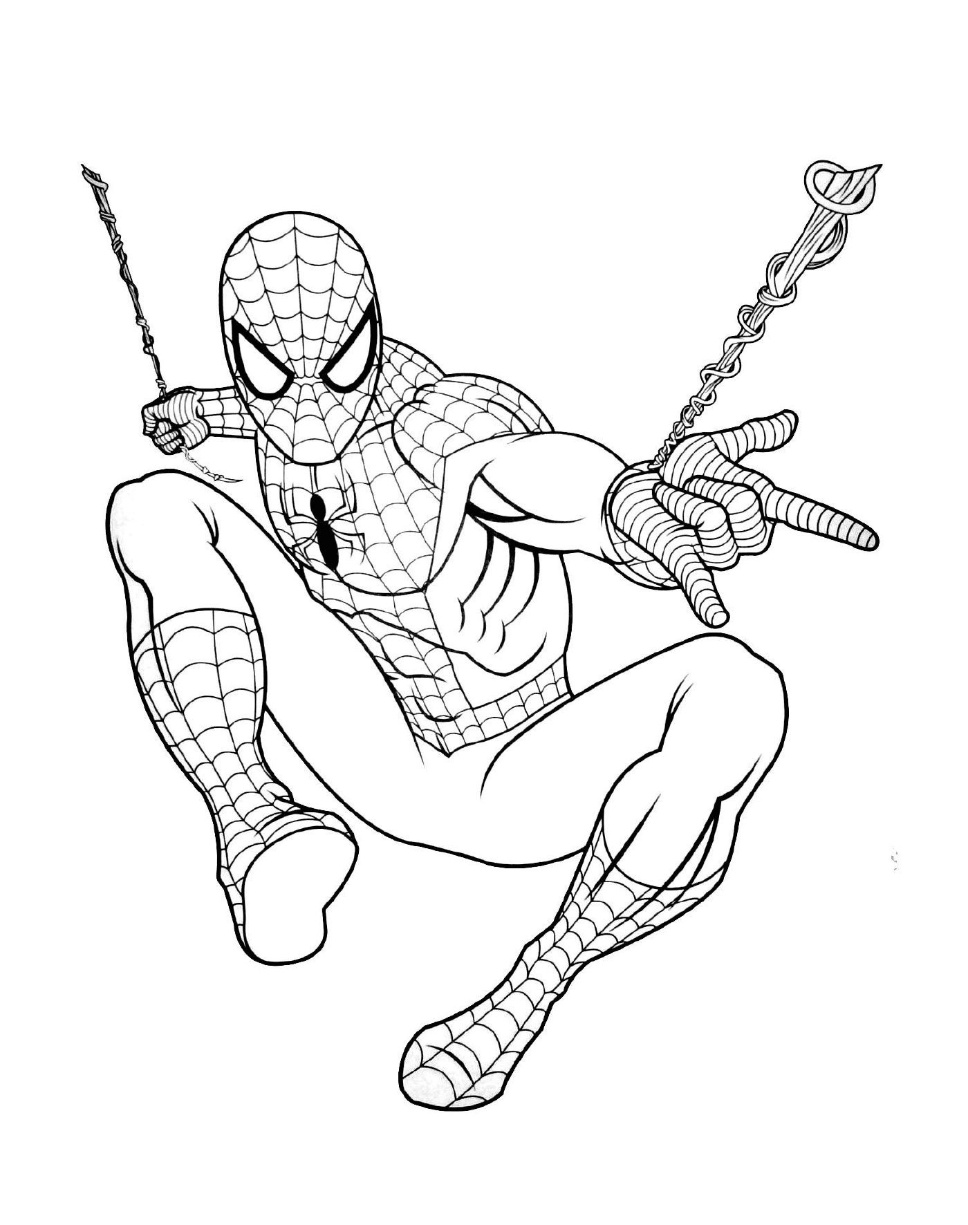   Spider-Man sautant avec des chaînes 