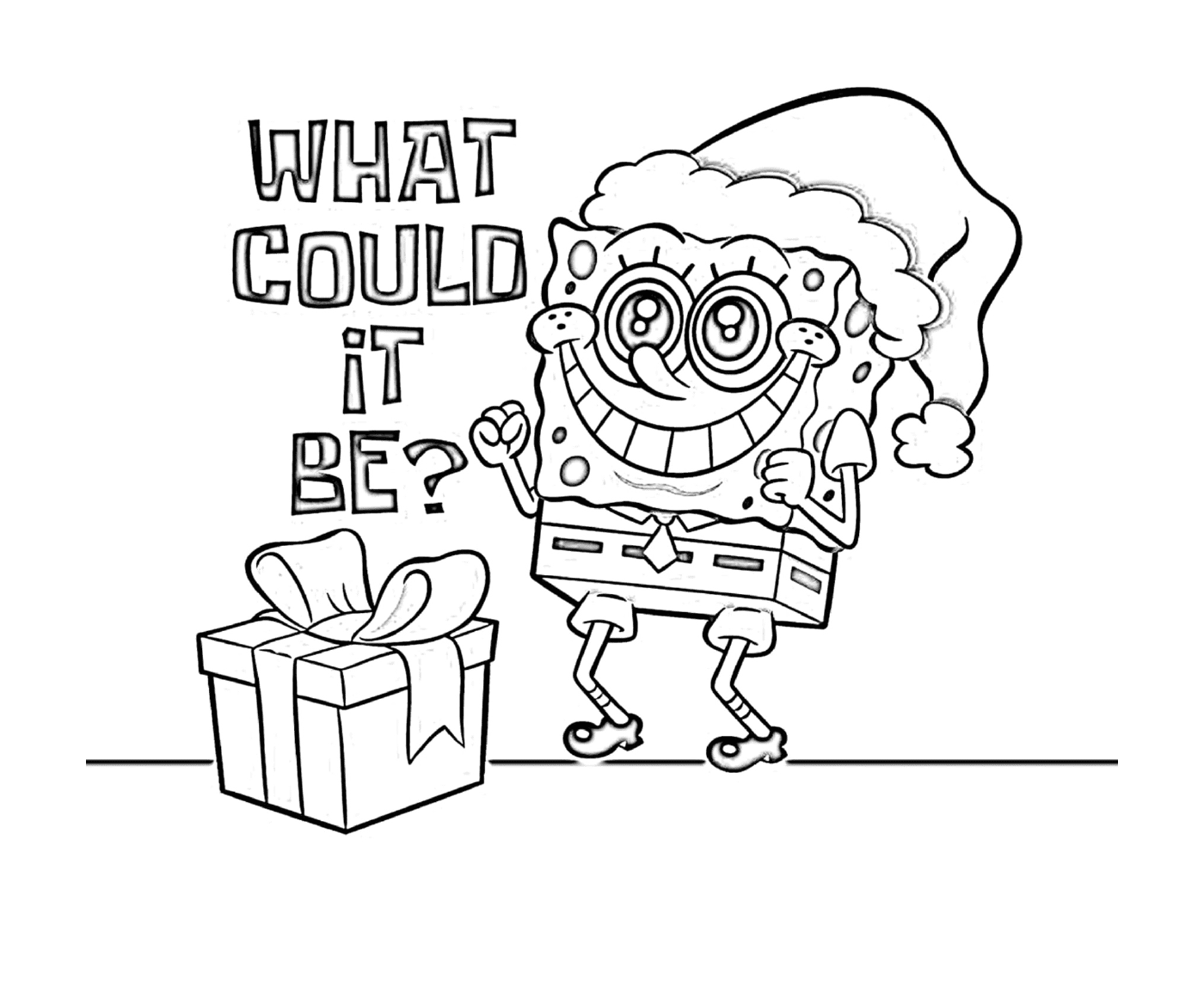   Bob l'éponge de Noël avec un bonnet de Père Noël 