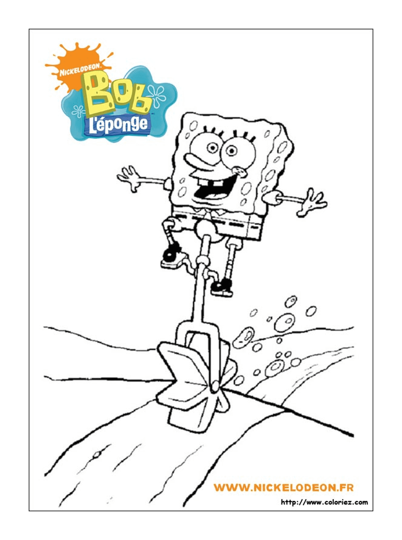   Bob l'éponge sautant par-dessus une poubelle 