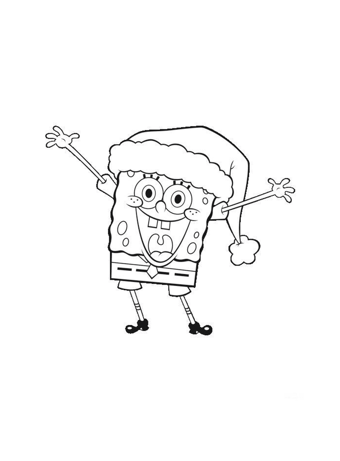   Un Bob l'éponge portant un chapeau de Père Noël 