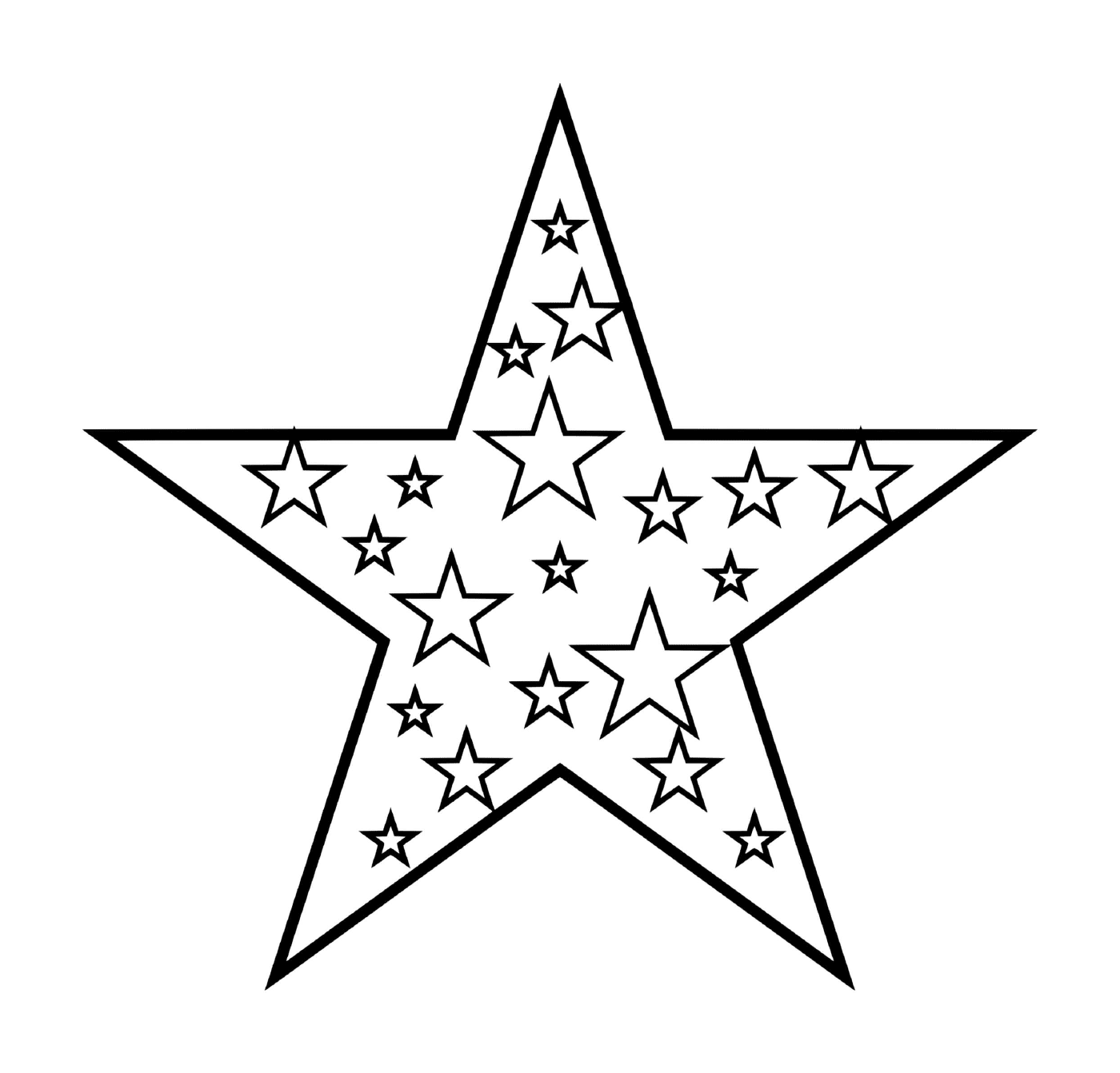   Une étoile entourée d'autres étoiles scintillantes 