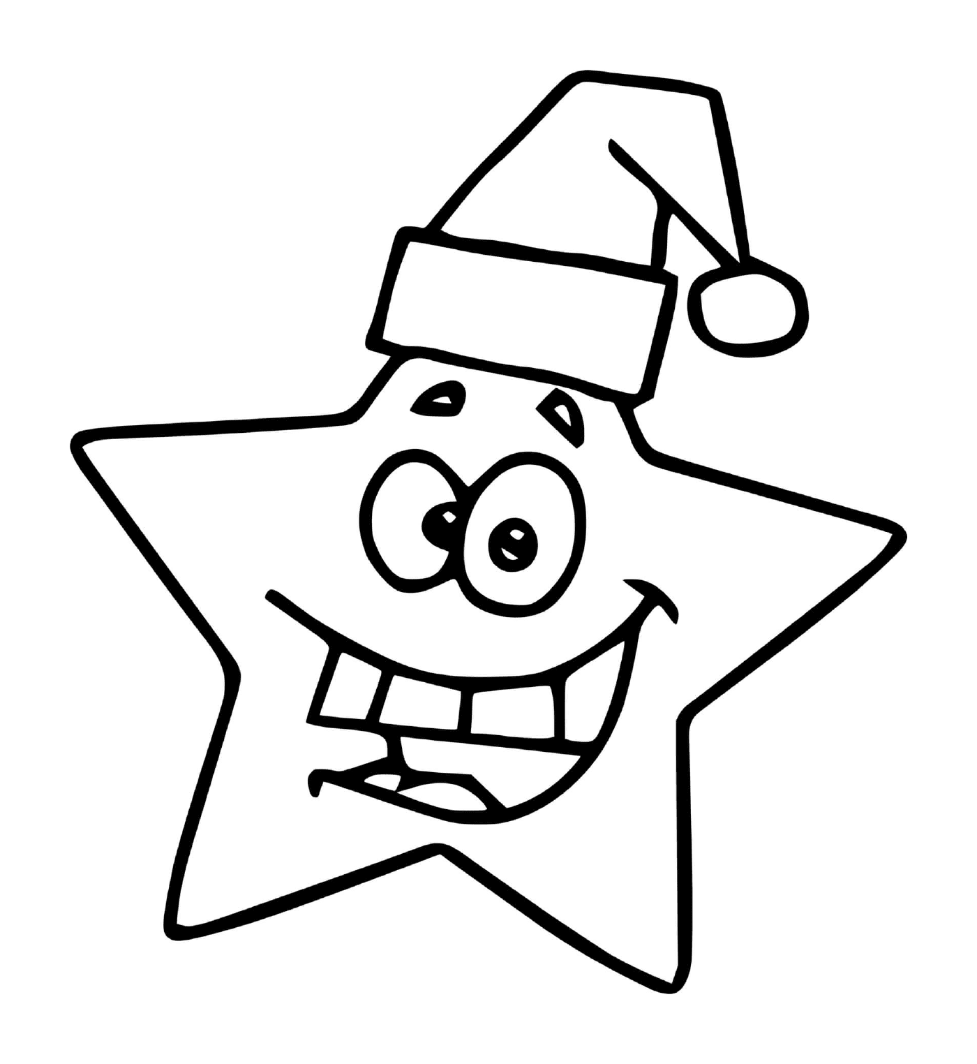   Une étoile souriante avec un chapeau de Noël 