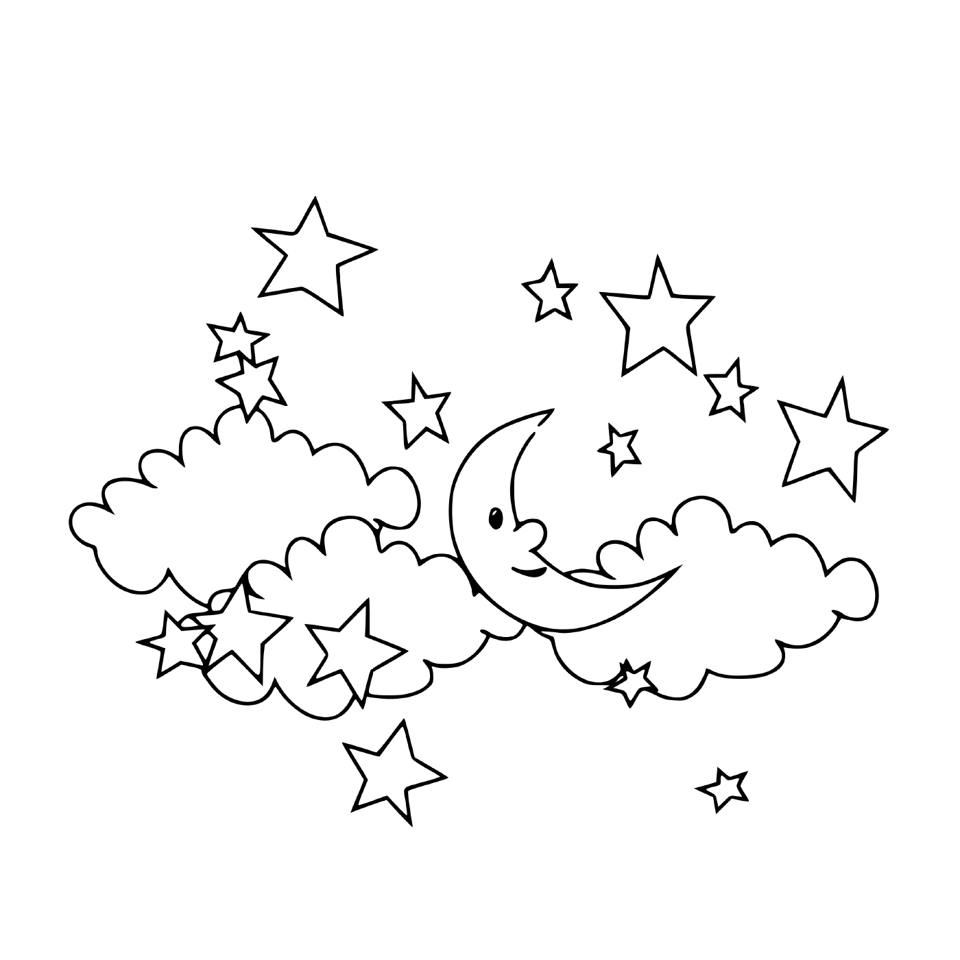   Une lune et des étoiles dans le ciel 