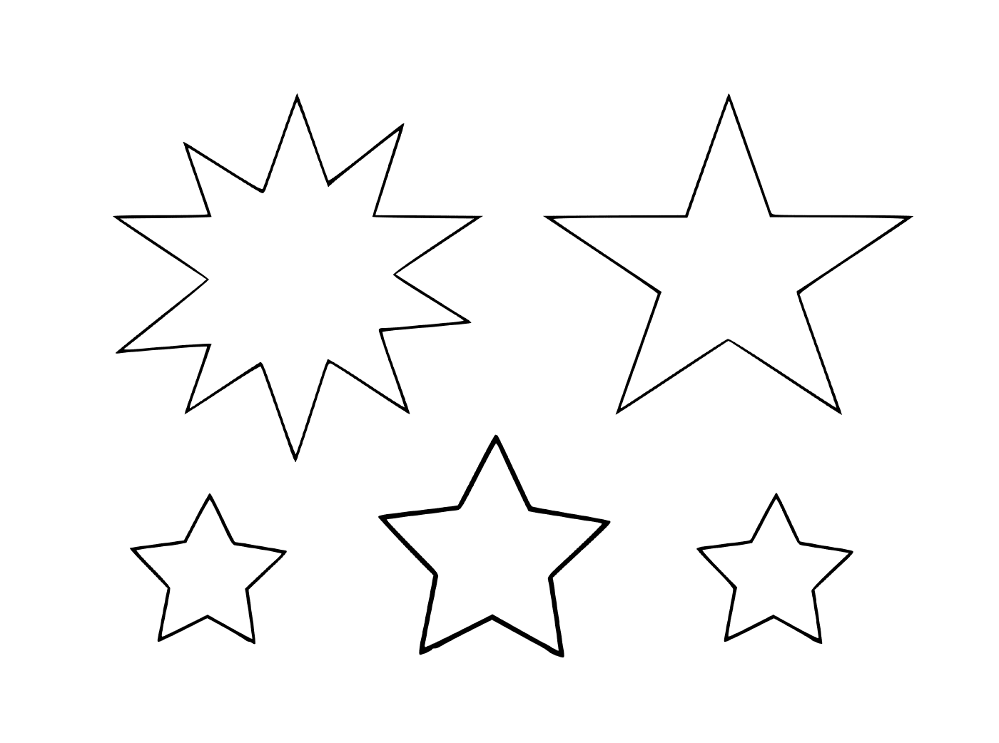   Un ensemble de six étoiles différentes 