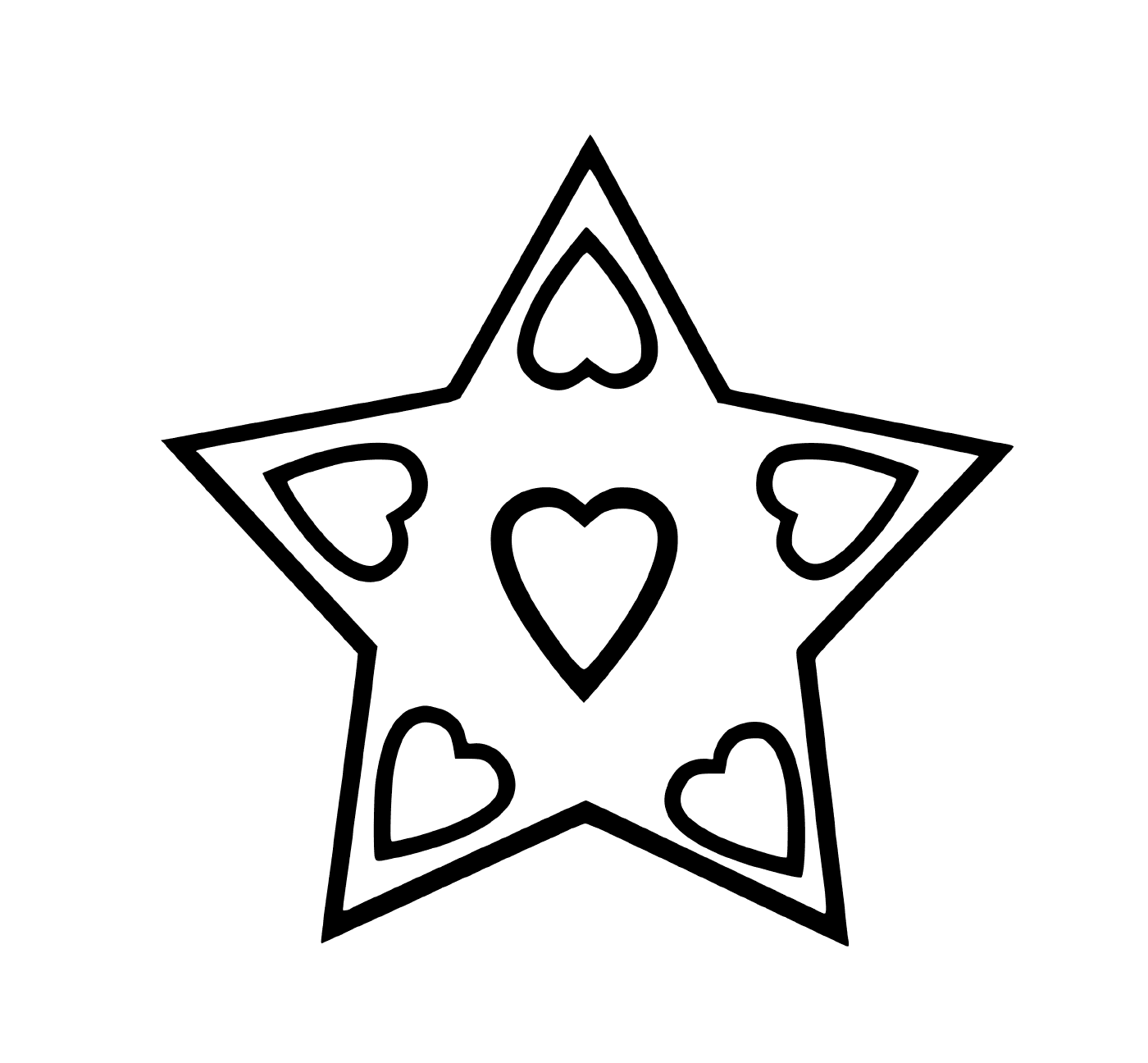   Une étoile entourée de cœurs 
