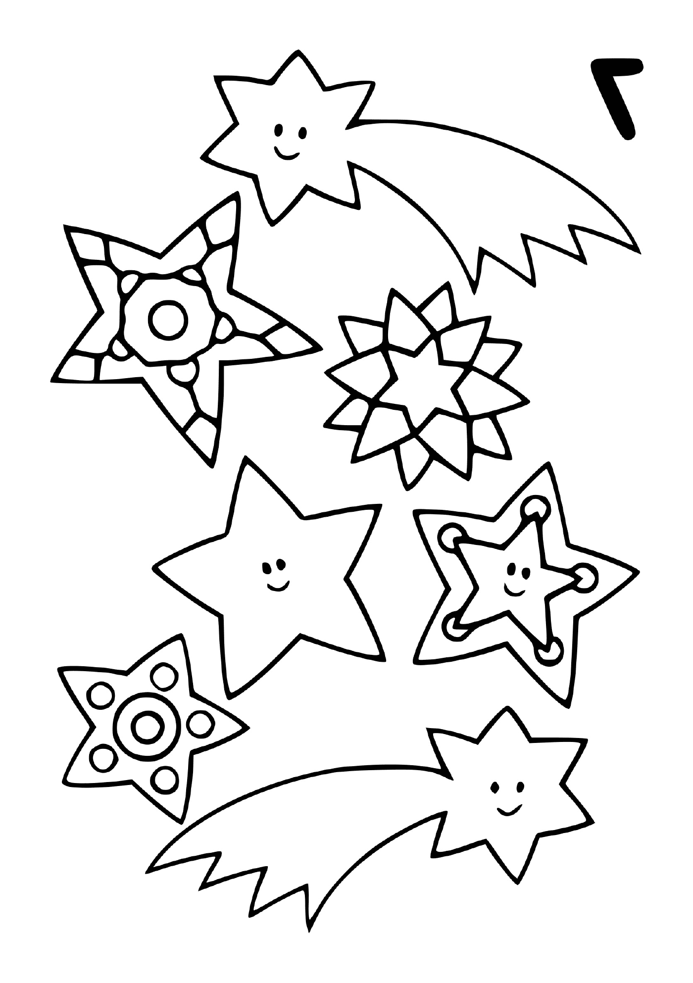   Un ensemble d'étoiles filantes dans différentes formes 