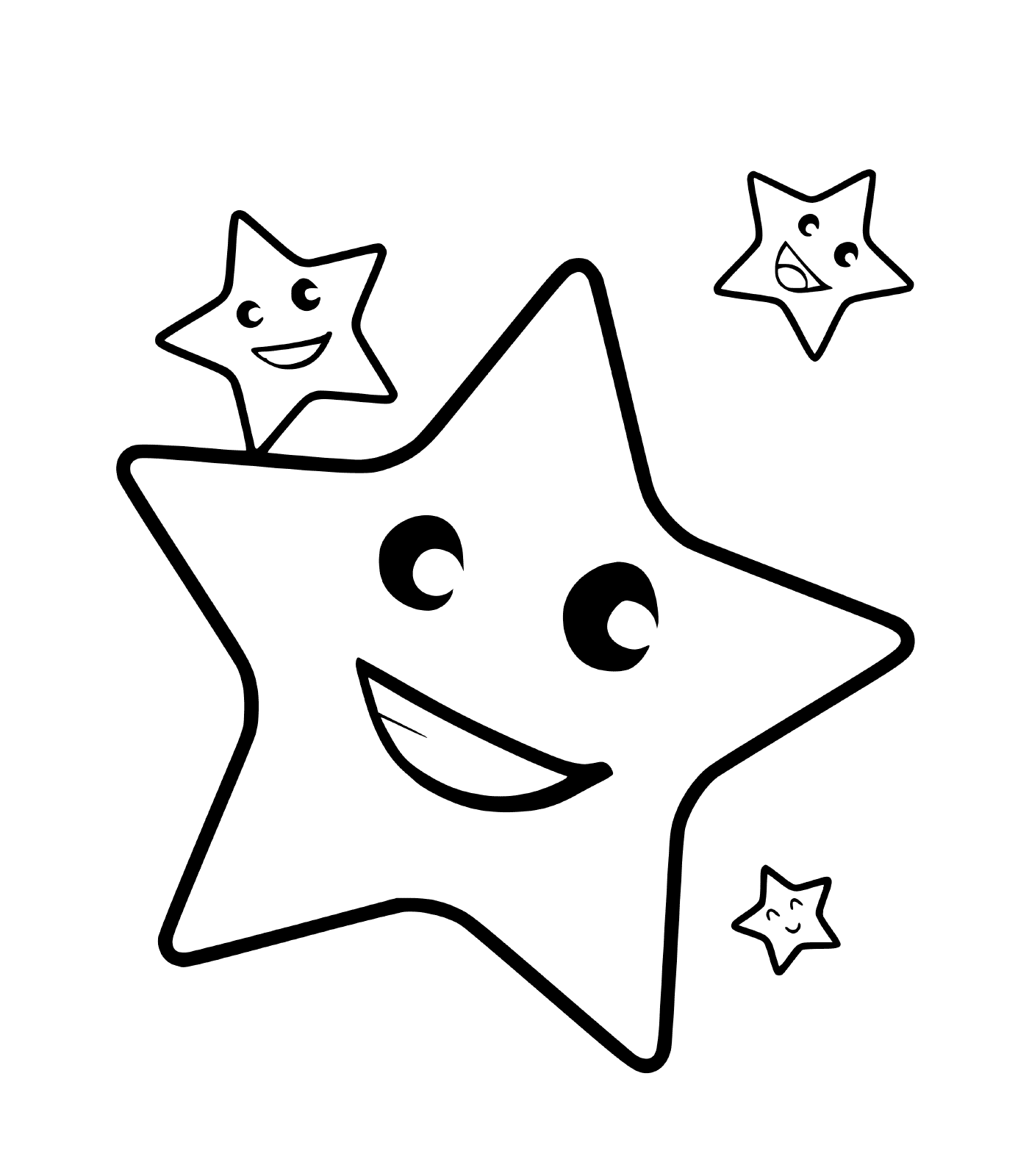   Une étoile avec trois visages souriants 