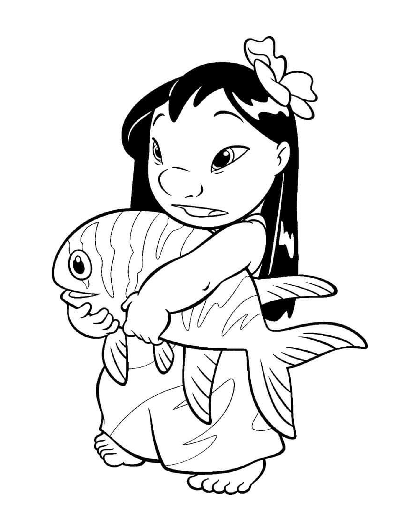   Stitch et Lilo avec un poisson 