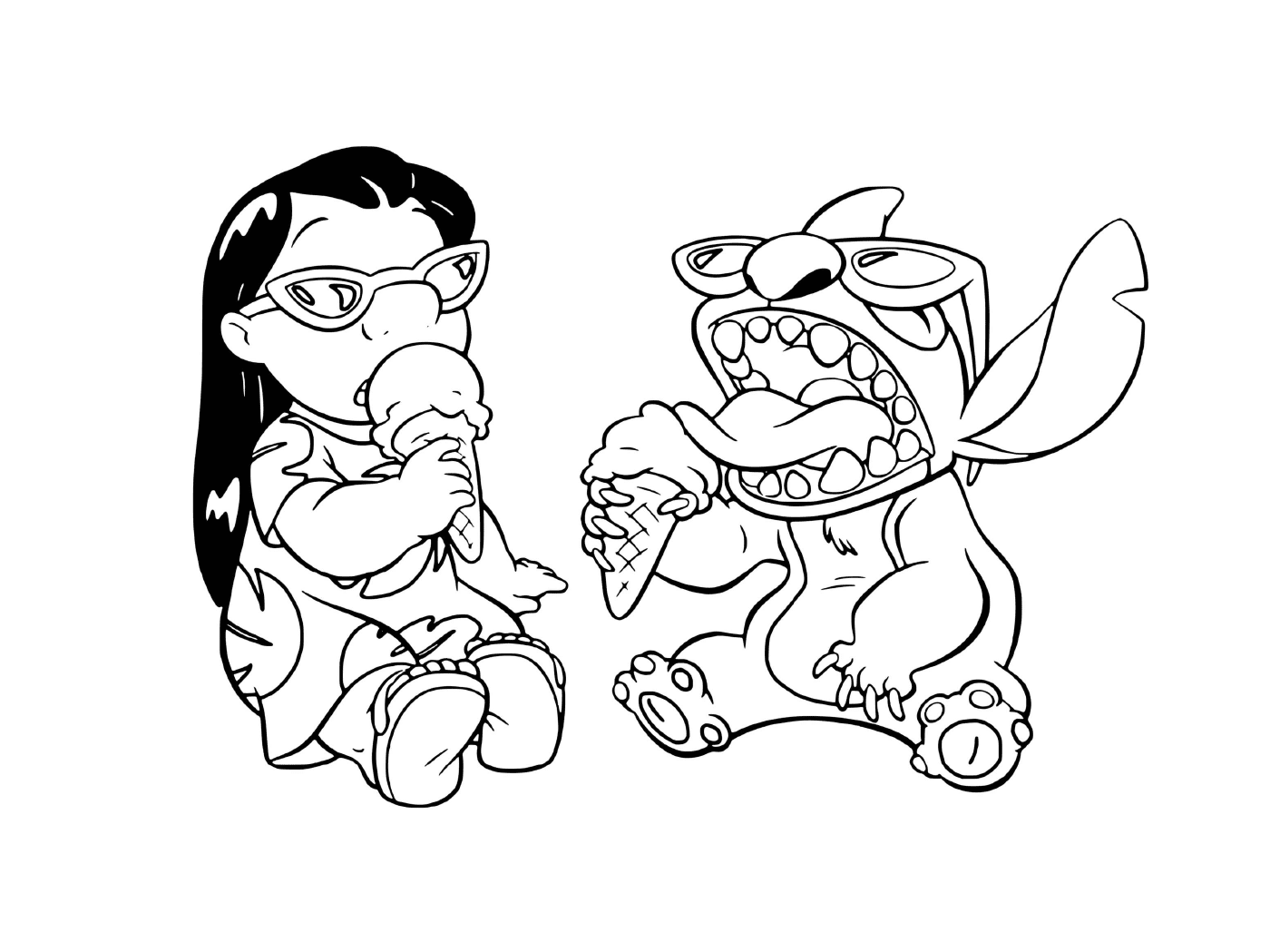   Stitch et Lilo mangent de la glace 