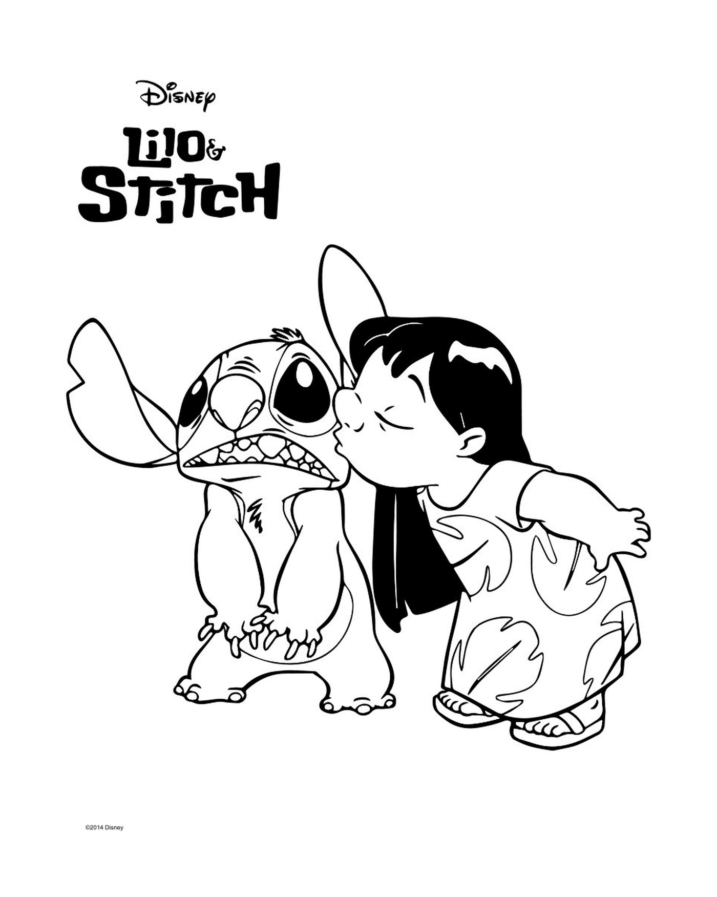   Lilo fait la bise à Stitch 