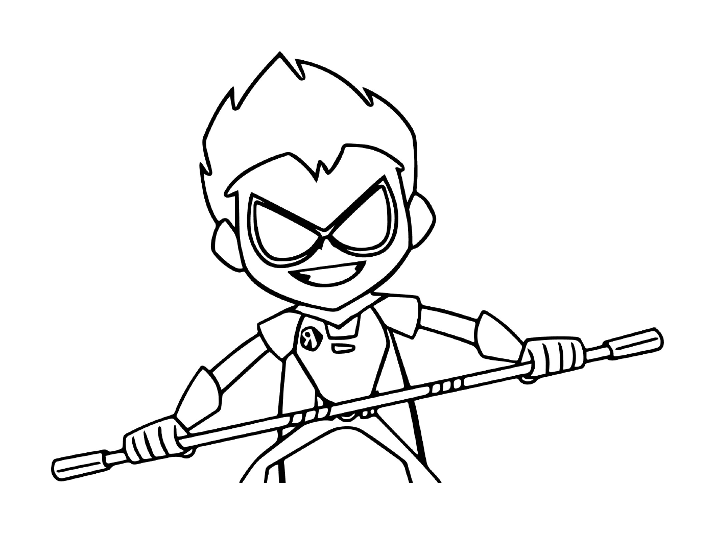   Robin défend vaillamment avec bâton 
