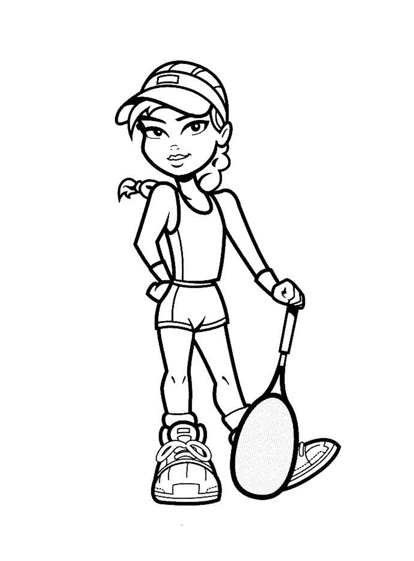   Une fille joue au tennis 