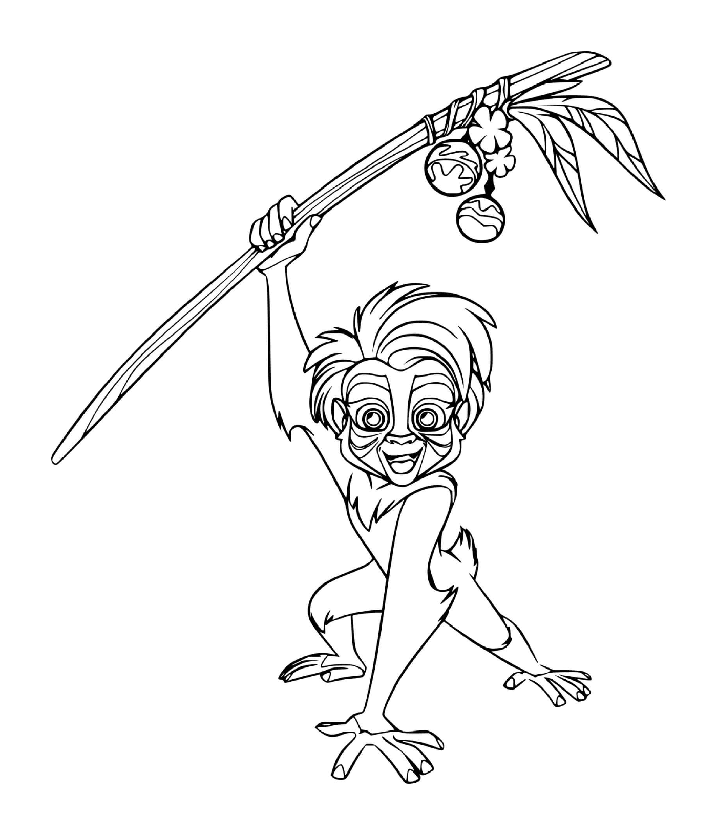   Jeune Rafiki brandissant une lance 