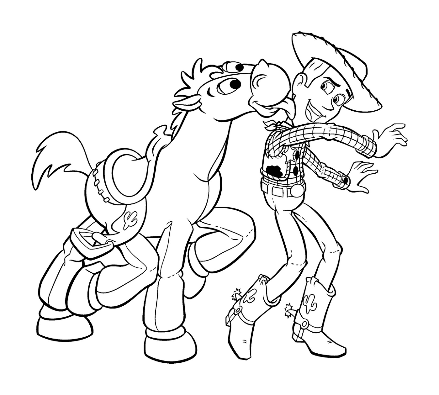   Woody et Bullseye s'amusent joyeusement 