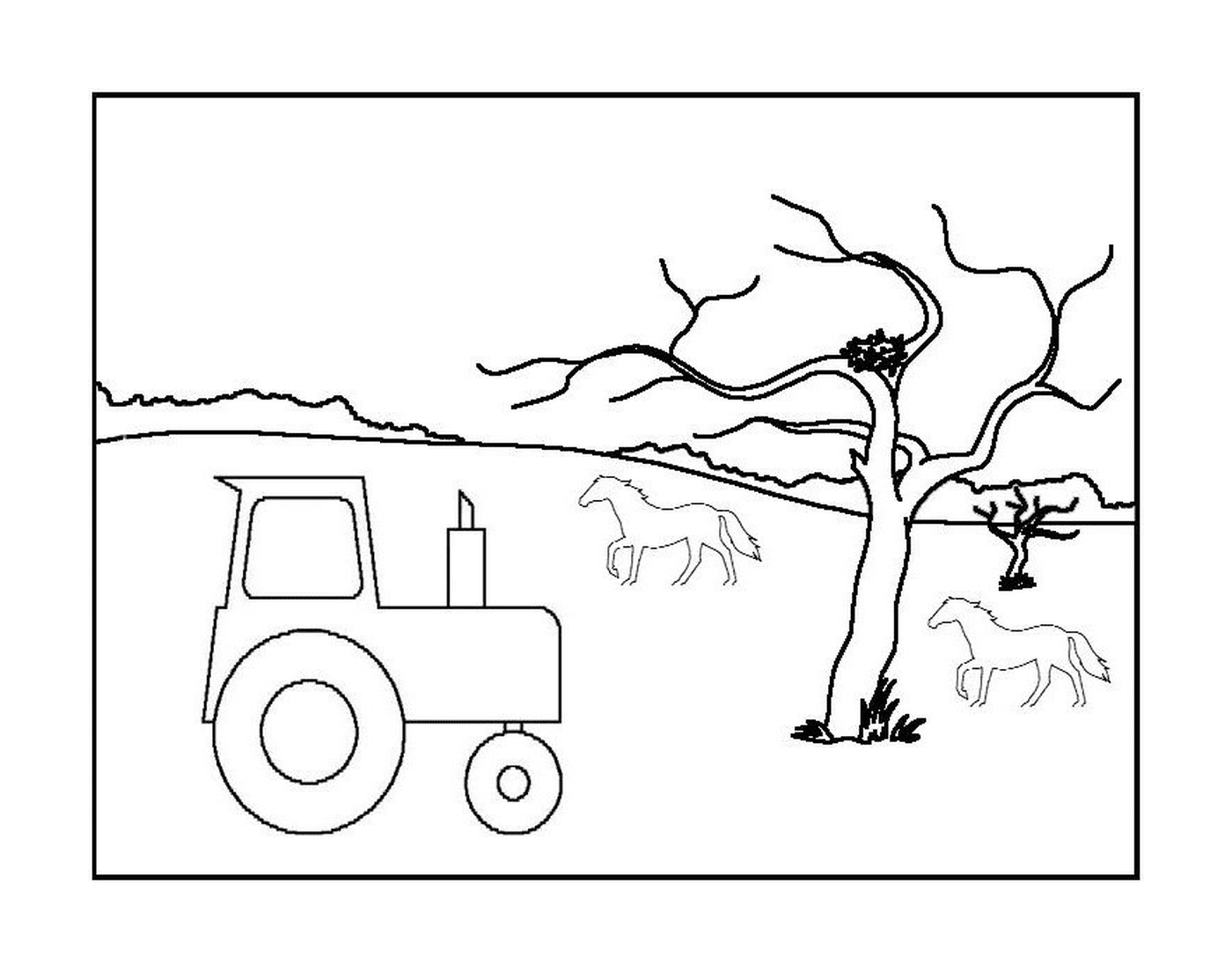   Tracteur avec chevaux arbre 