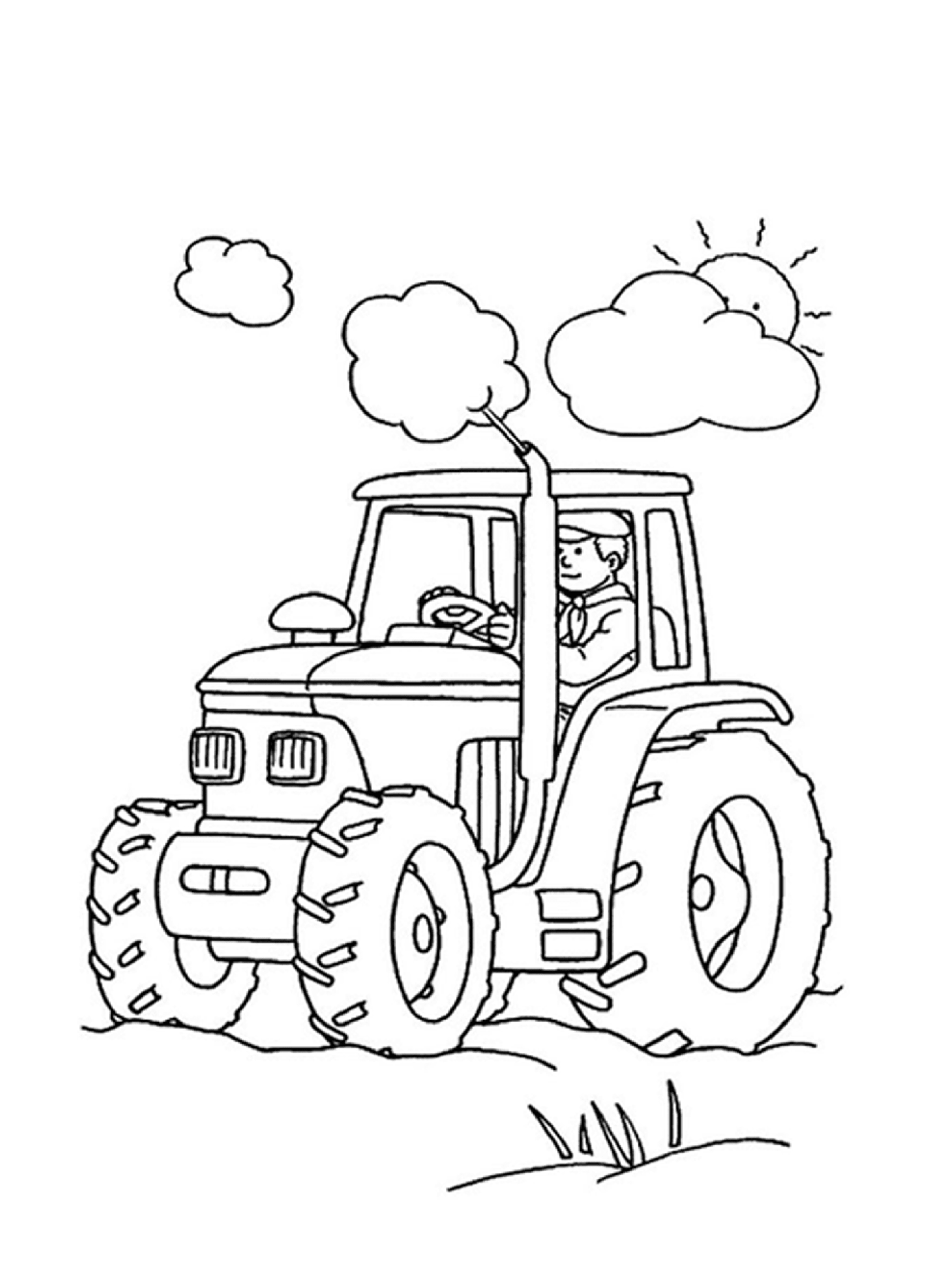   Tracteur dessin animé grand 