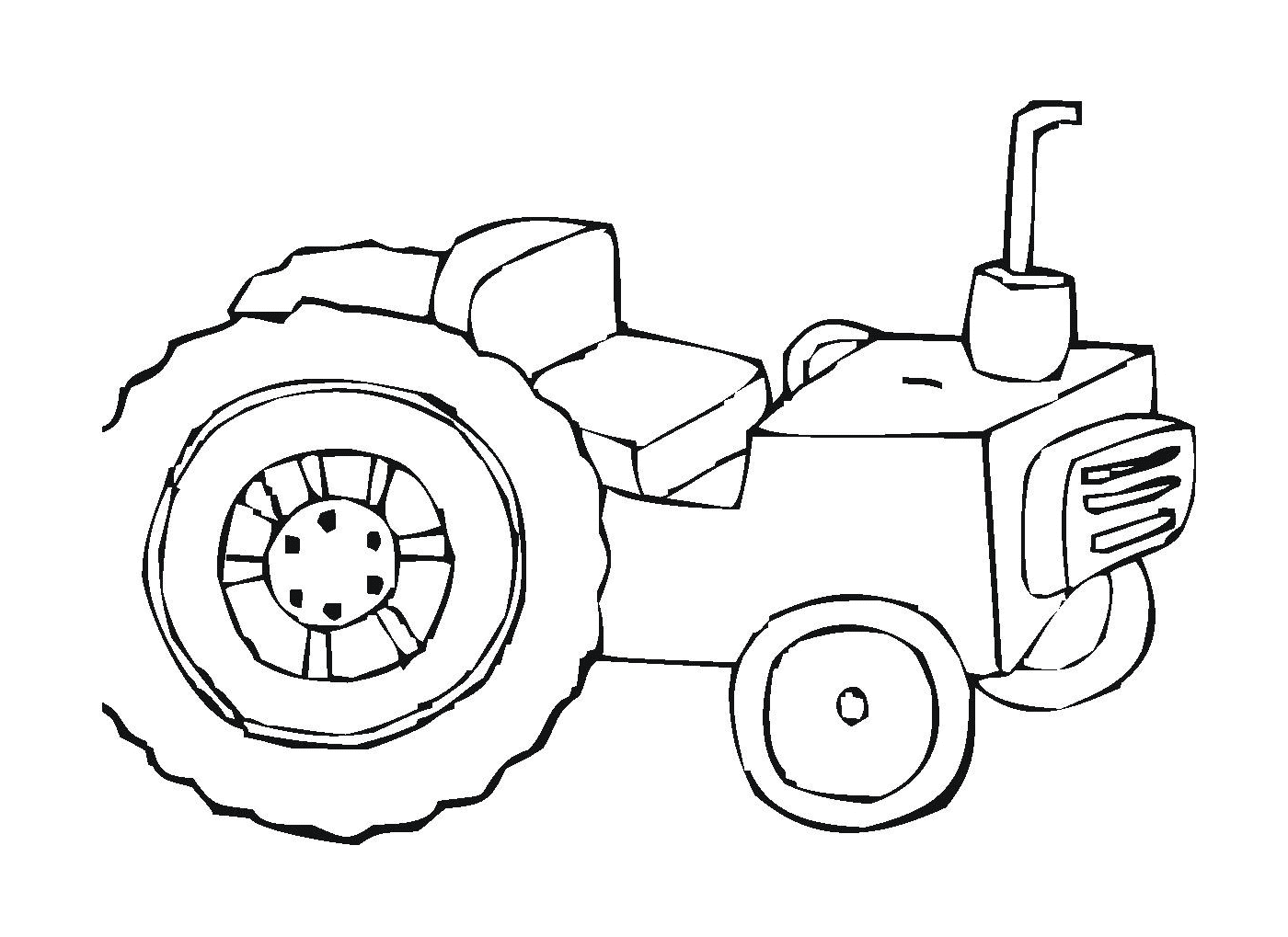   Vieux tracteur dessiné noir 