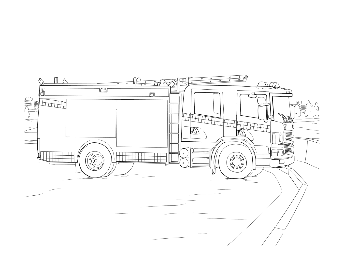   Dessin d'un camion de pompiers 