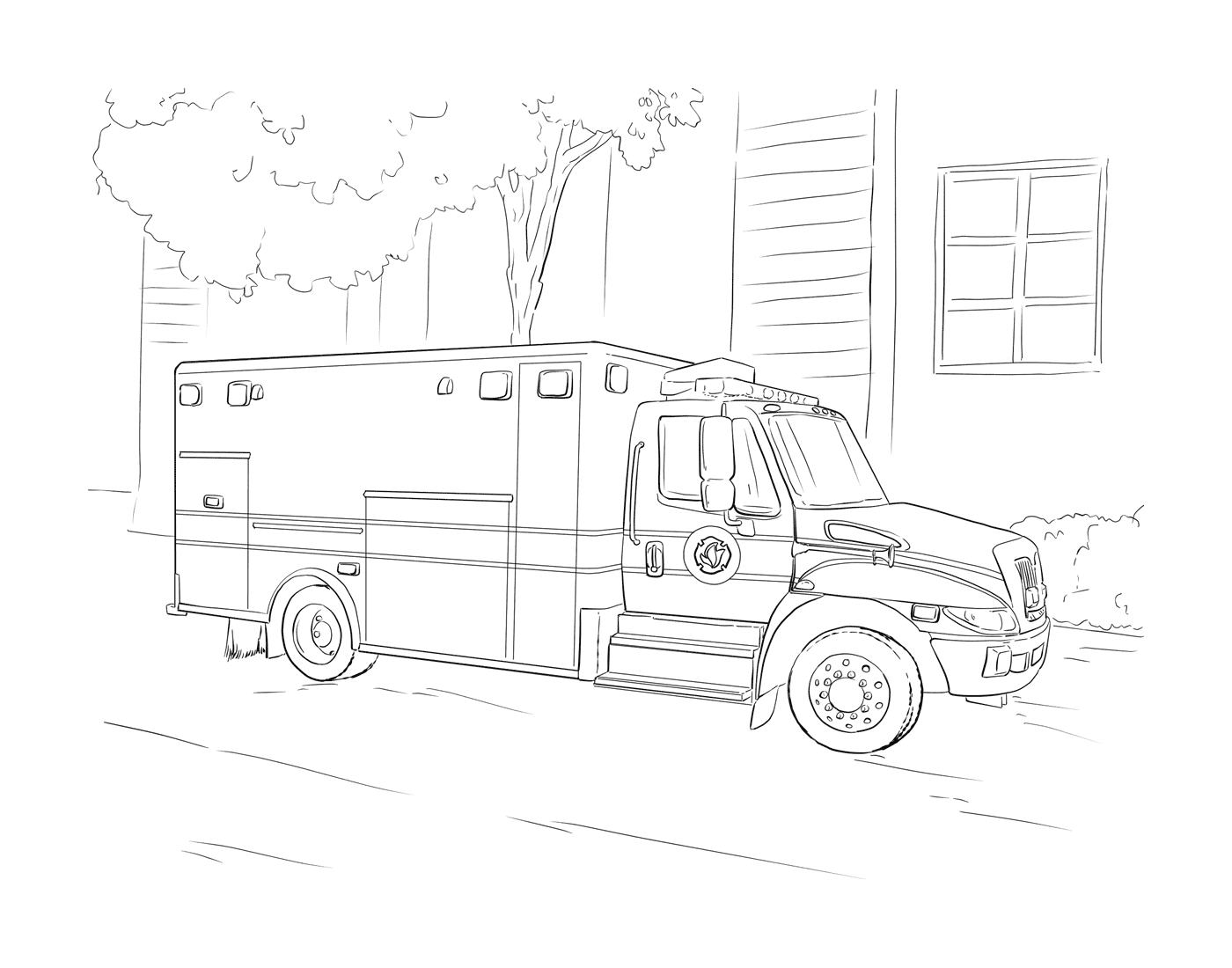   Ambulance stationnée sur le côté de la route 