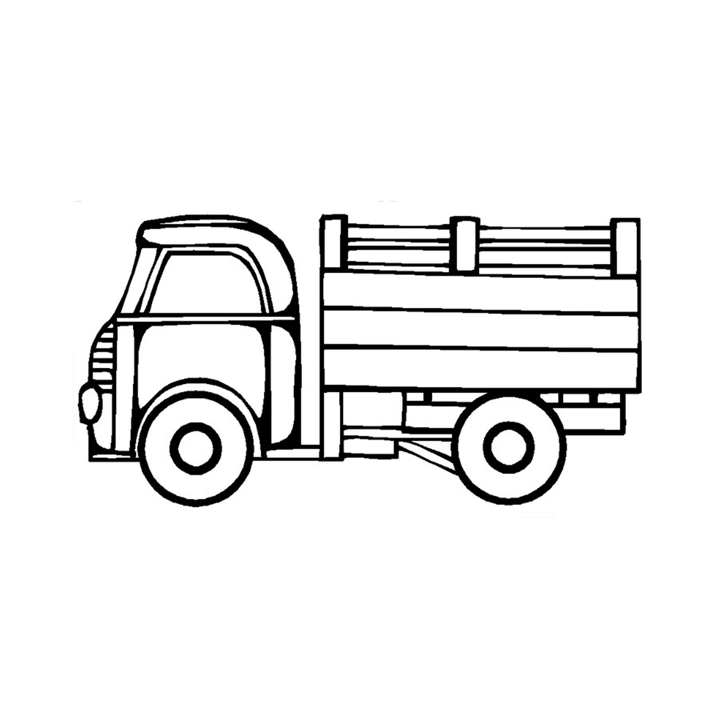   Camion avec une boîte en bois à l'arrière 