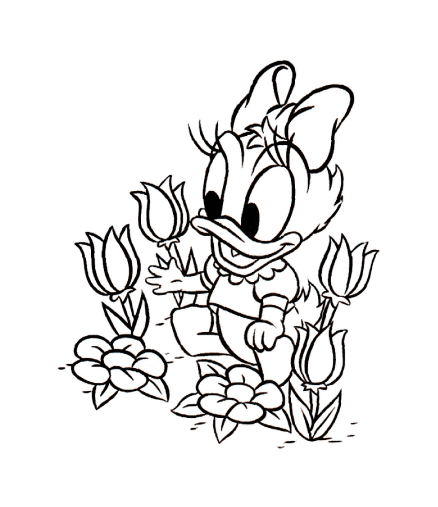   Daisy Duck avec tulipes 