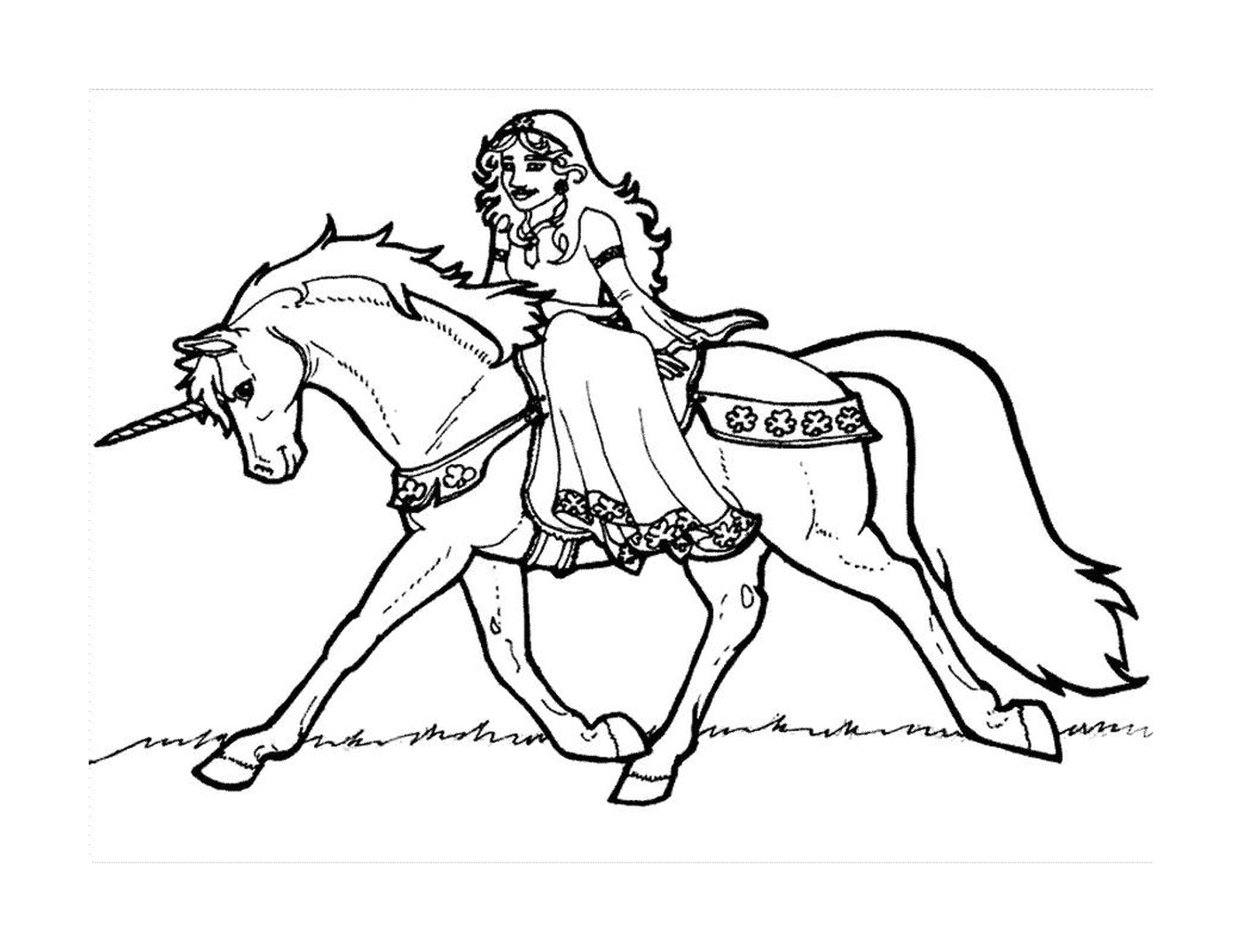   femme chevauchant un cheval (dessin) 