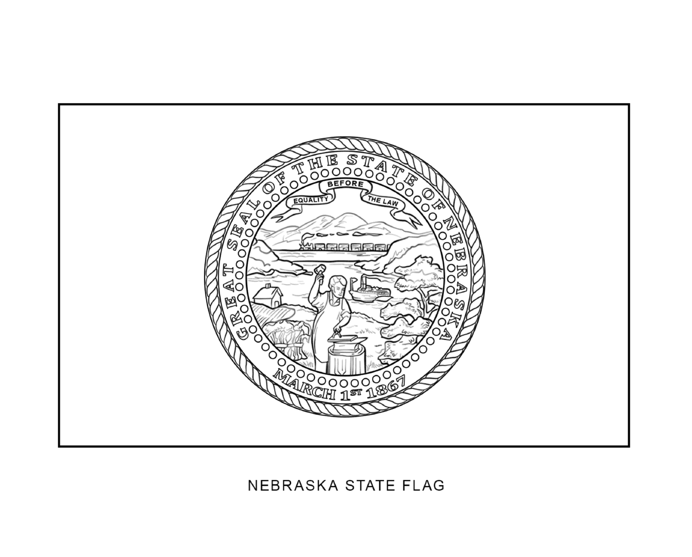   Drapeau de l'État du Nebraska en noir et blanc 