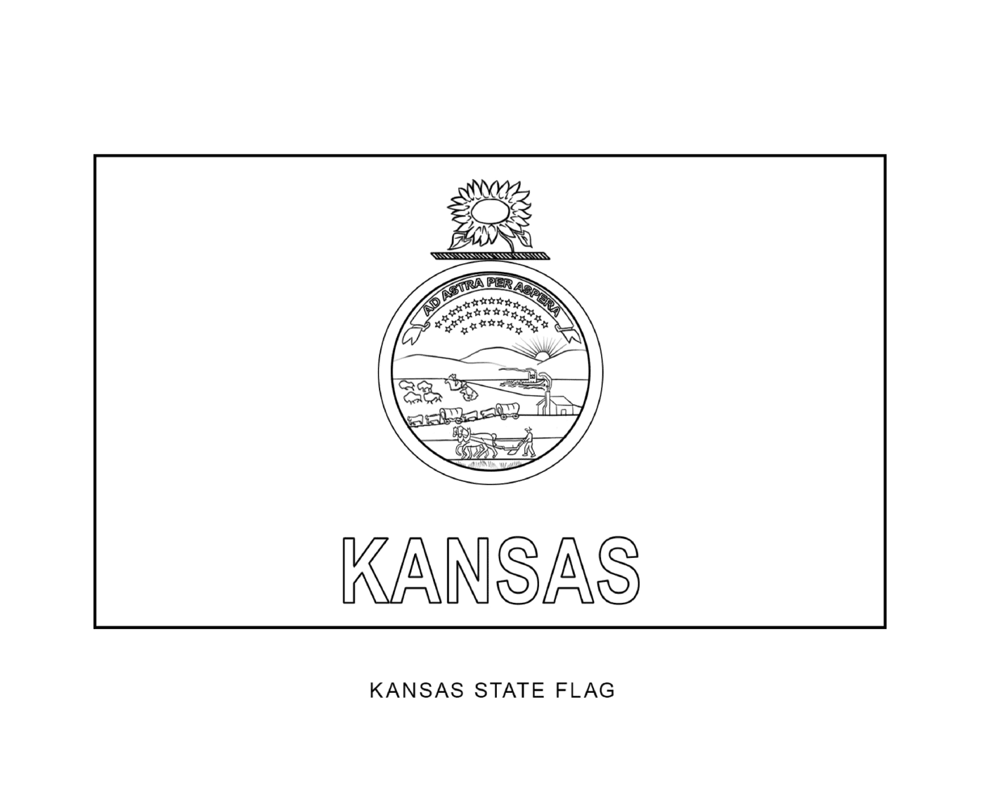  Drapeau de l'État du Kansas en noir et blanc 