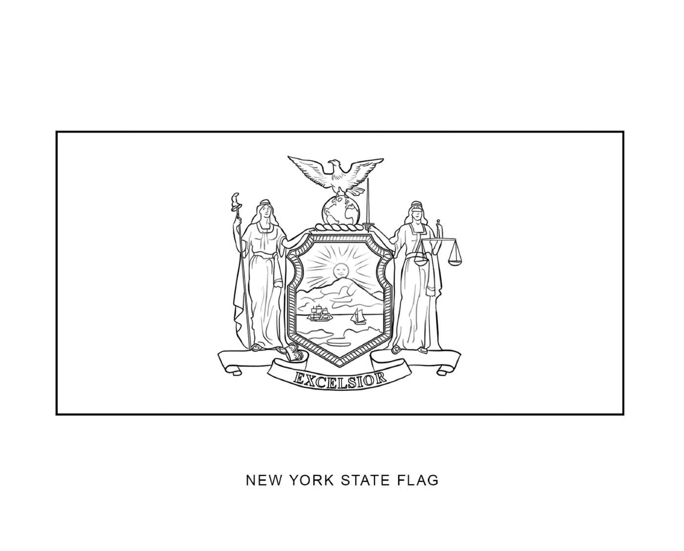   Drapeau de l'État de New York dessiné à l'encre noire 