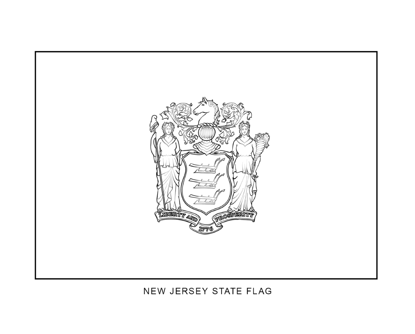   Drapeau de l'État du New Jersey en noir et blanc 