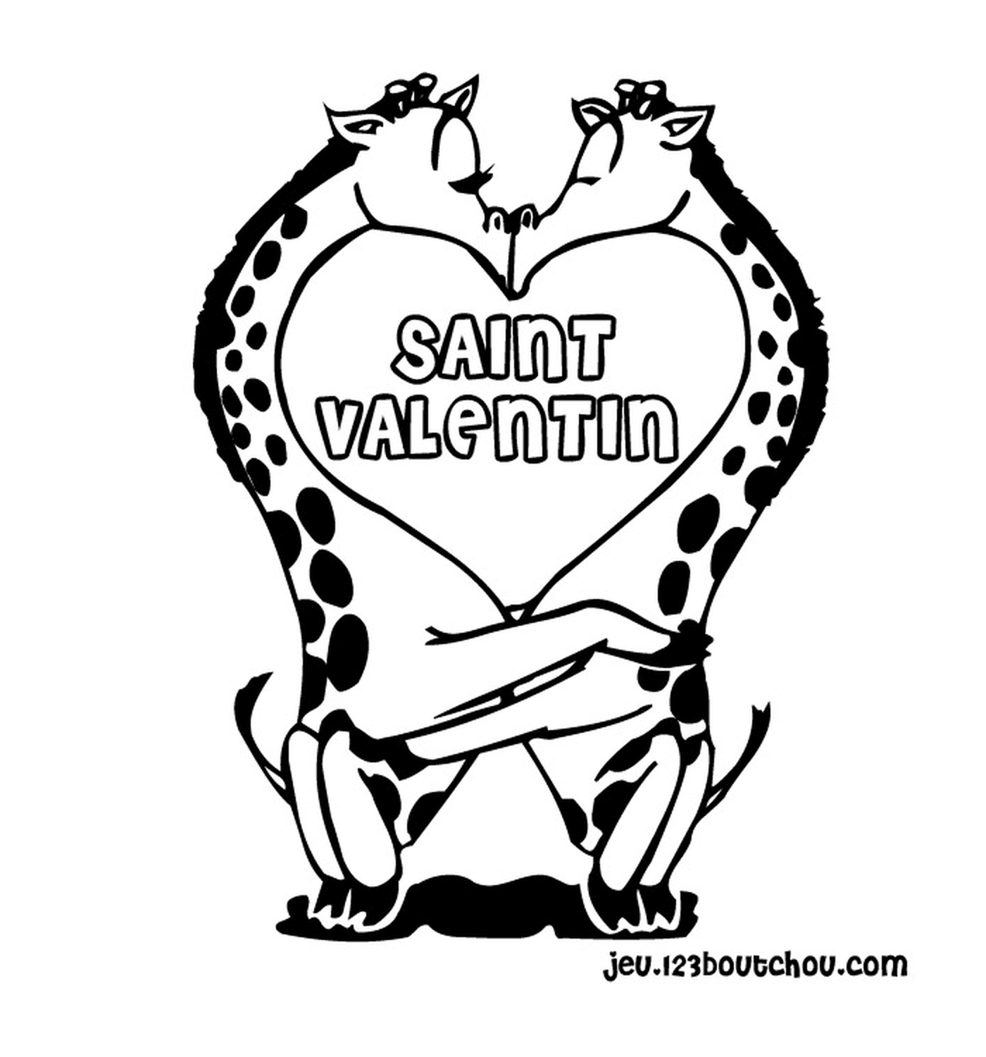   Saint-Valentin, girafes amoureuses 