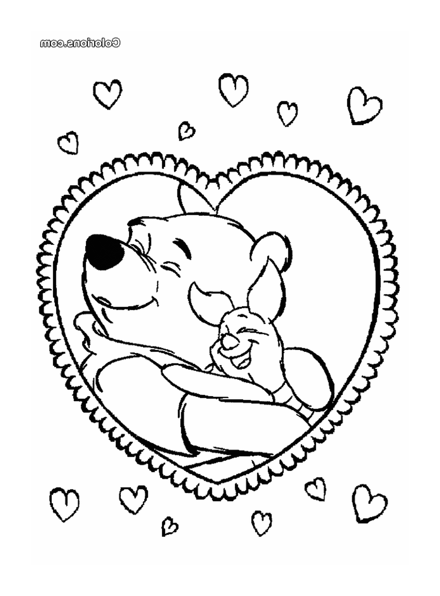   Saint-Valentin, ours dans un cœur 
