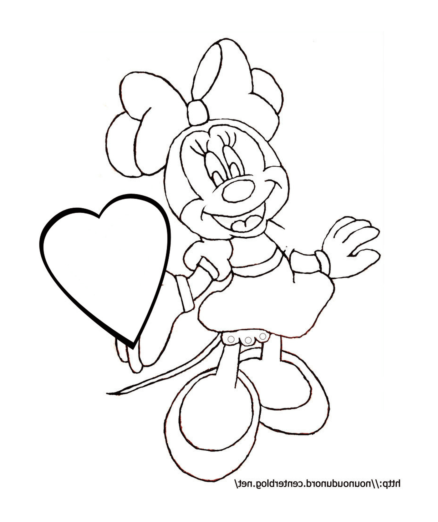   Minnie Mouse avec un ballon en forme de cœur 