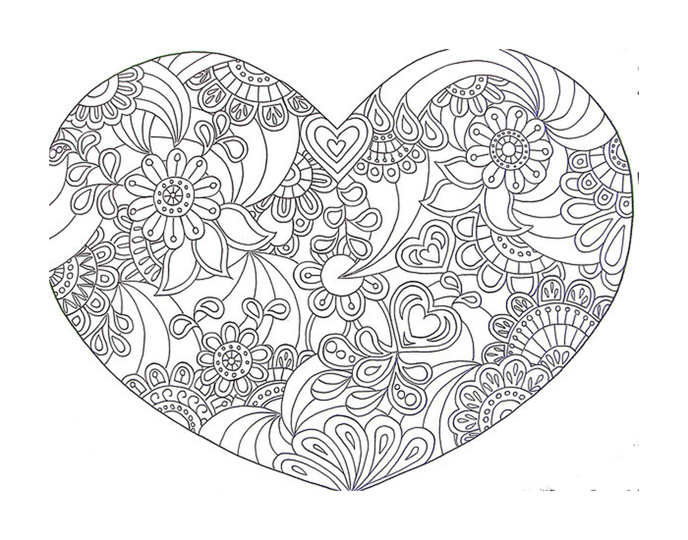   Un mandala de cœur avec des fleurs 