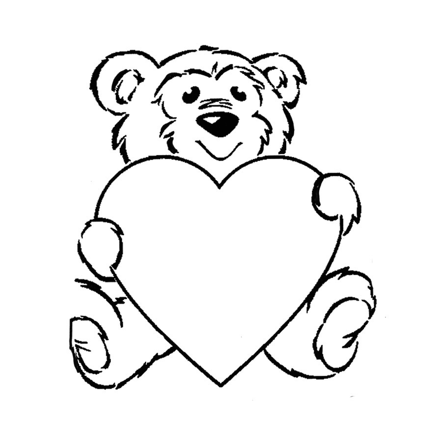   Un ours en peluche tenant un cœur 